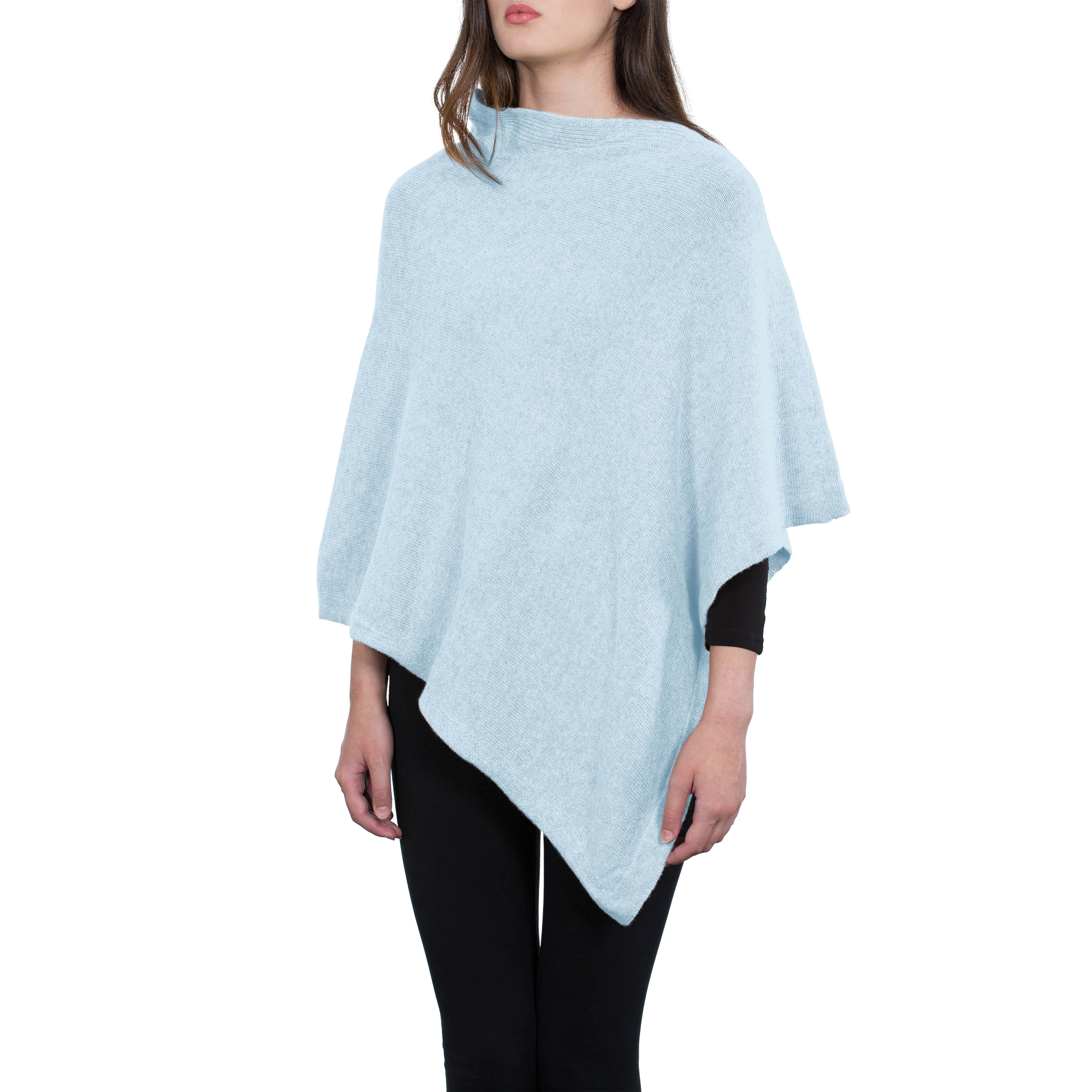 Moon klassisk firkantet poncho i kashmirblanding: Lys himmel / En størrelse Assia di Brunetti Federica e C. s.a.s.