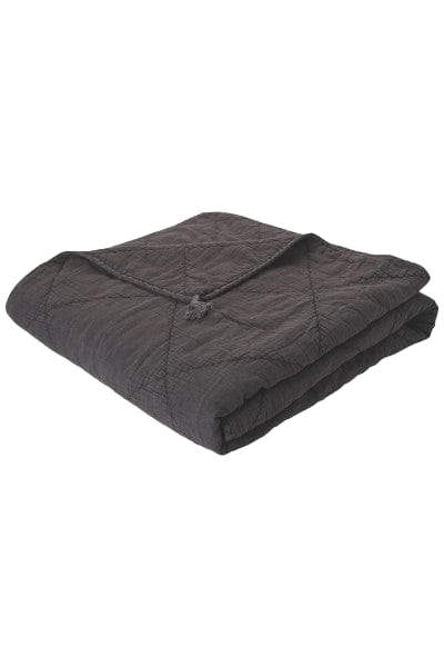 Quilt tæppe Koksgrå m. hørkvast - C'est Bon Quilt tæppe C'est Bon
