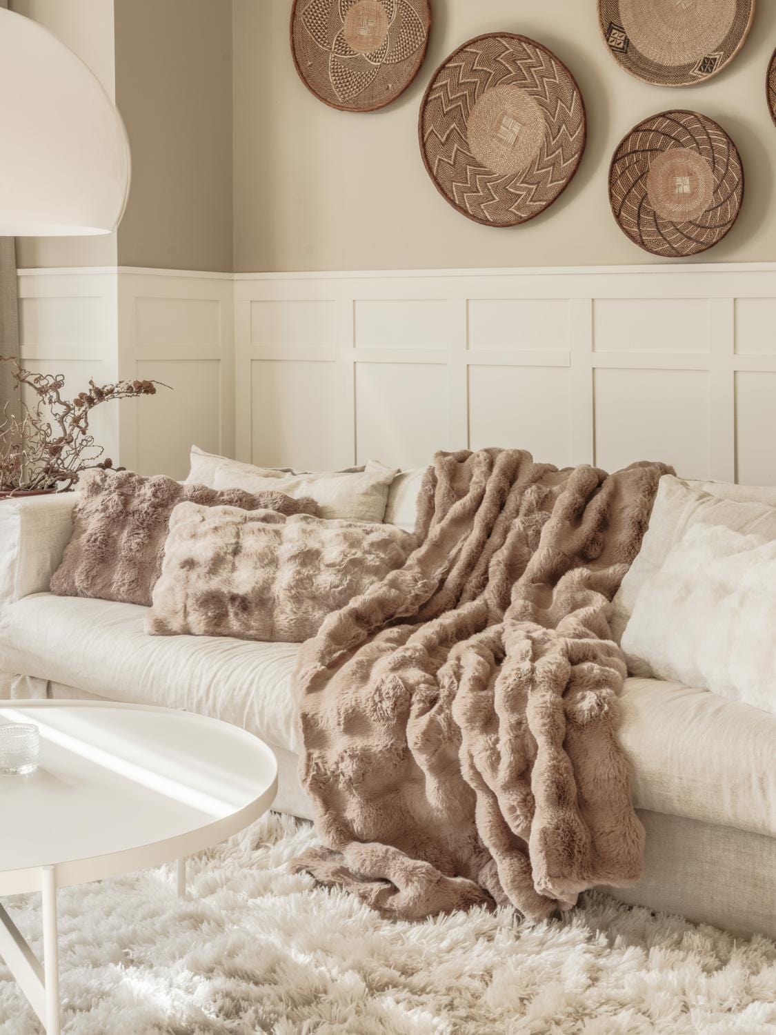 Faux fur tæppe - Taupe Lammeskind OtherStuff