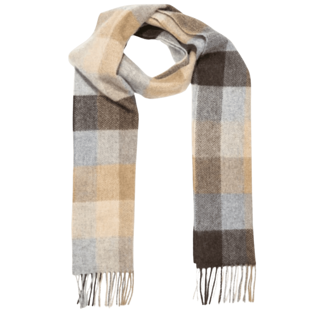 Halstørklæde i lammeuld - Beige/brun Uldplaiden.dk