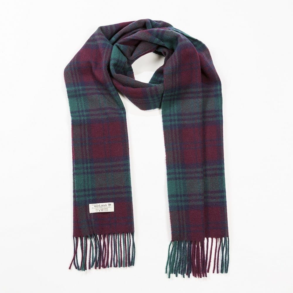 Halstørklæde i lammeuld - Grøn/rød Uldplaiden.dk