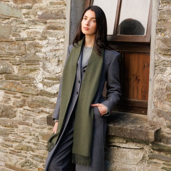 Halstørklæder i 100% irsk cashmere - Skov grøn Uldplaiden.dk