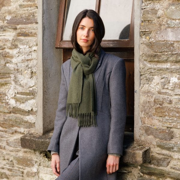 Halstørklæder i 100% irsk cashmere - Skov grøn Uldplaiden.dk