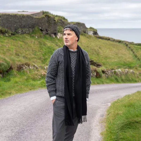 Halstørklæder i 100% irsk cashmere - Sort Uldplaiden.dk