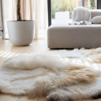 Islandsk lammeskinds tæppe - hvid (Str. 180x120 cm) Lammeskind Uldplaiden.dk