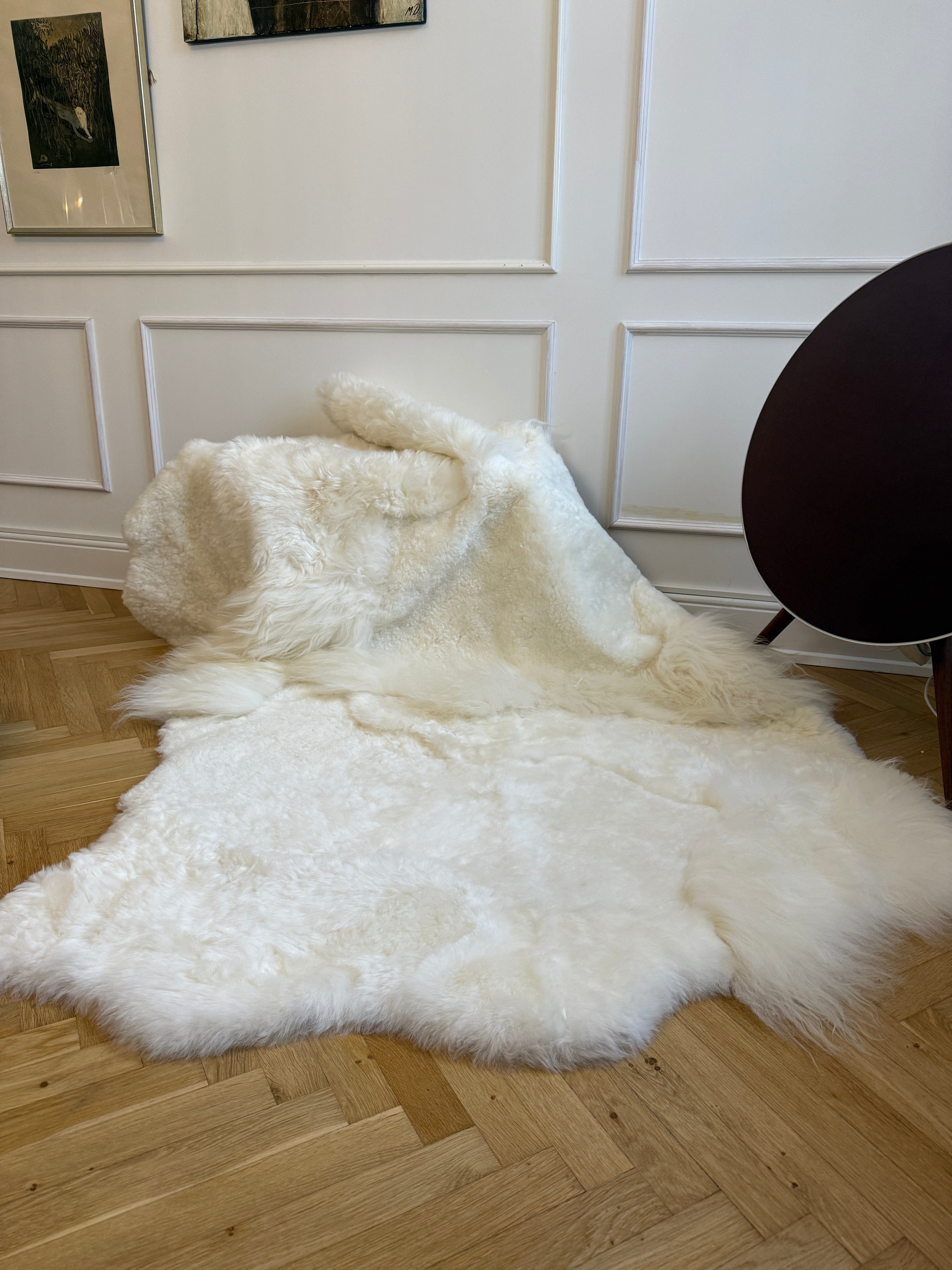 Islandsk lammeskinds tæppe - hvid (Str. 180x120 cm) Lammeskind Uldplaiden.dk