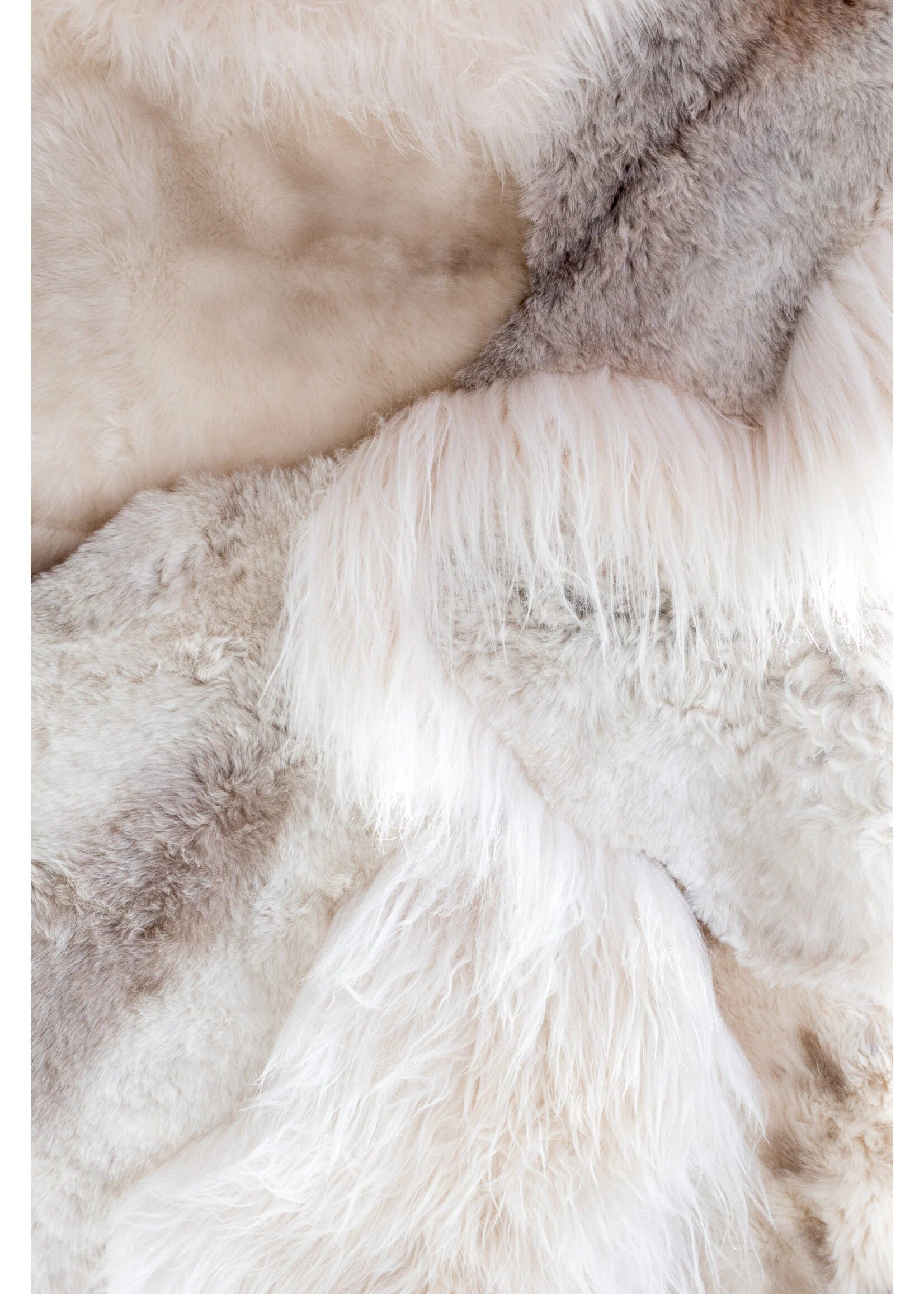 Islandsk lammeskinds tæppe Melange - (Str. 180x120 cm) Lammeskind Uldplaiden.dk