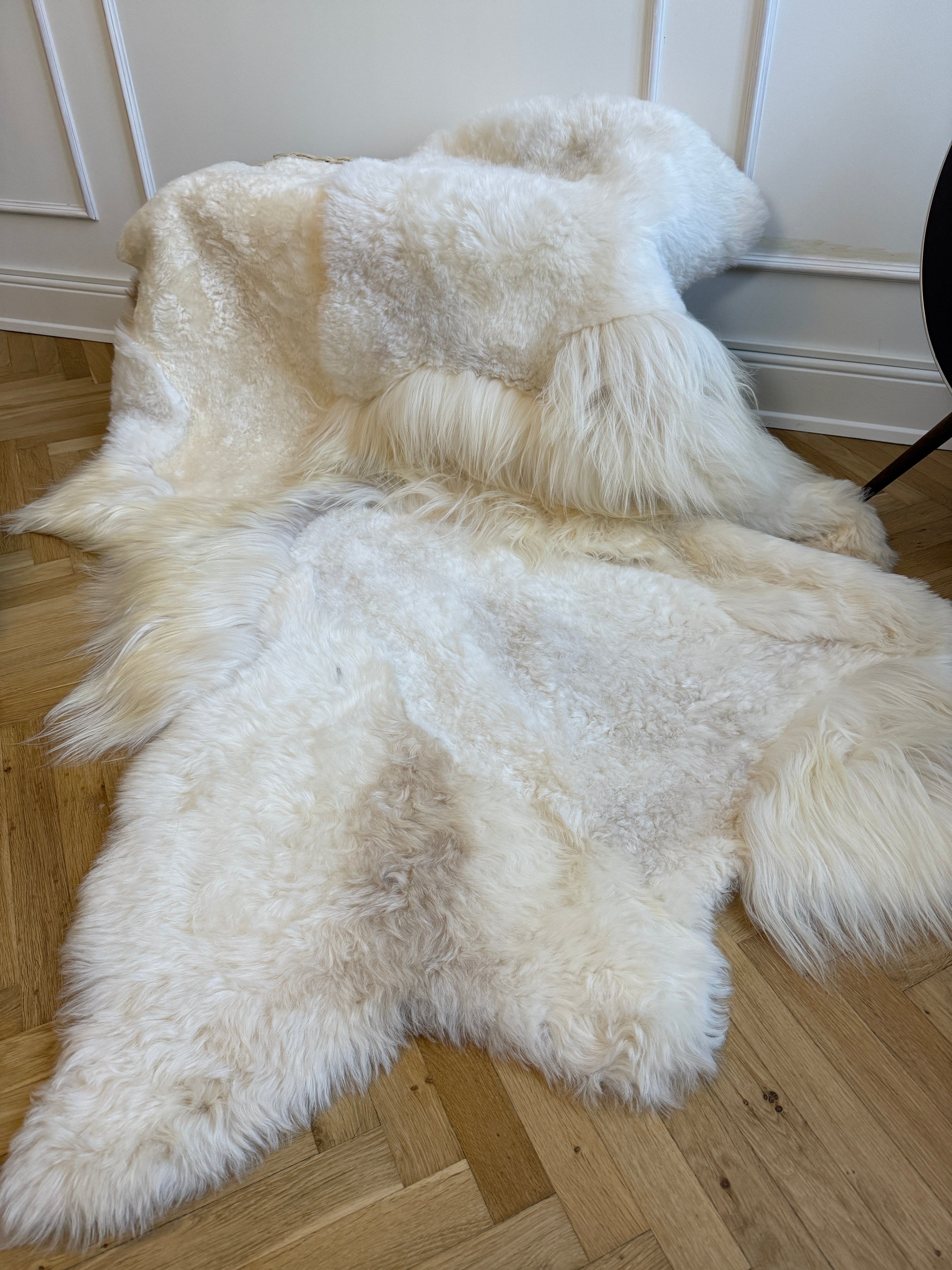 Islandsk lammeskinds tæppe Melange - (Str. 180x120 cm) Lammeskind Uldplaiden.dk