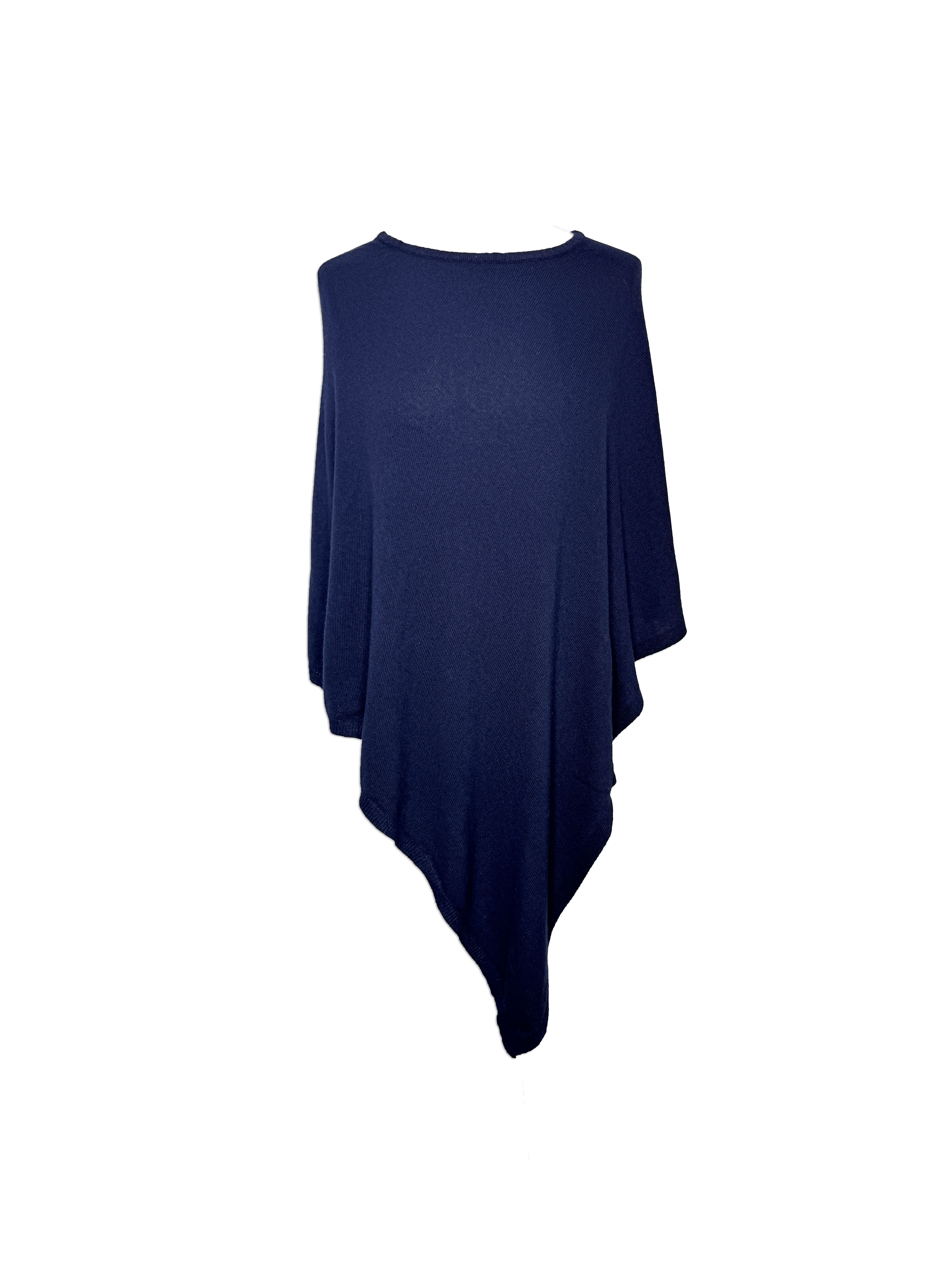 Poncho i 10% cashmere - Mørkeblå Uldplaiden.dk