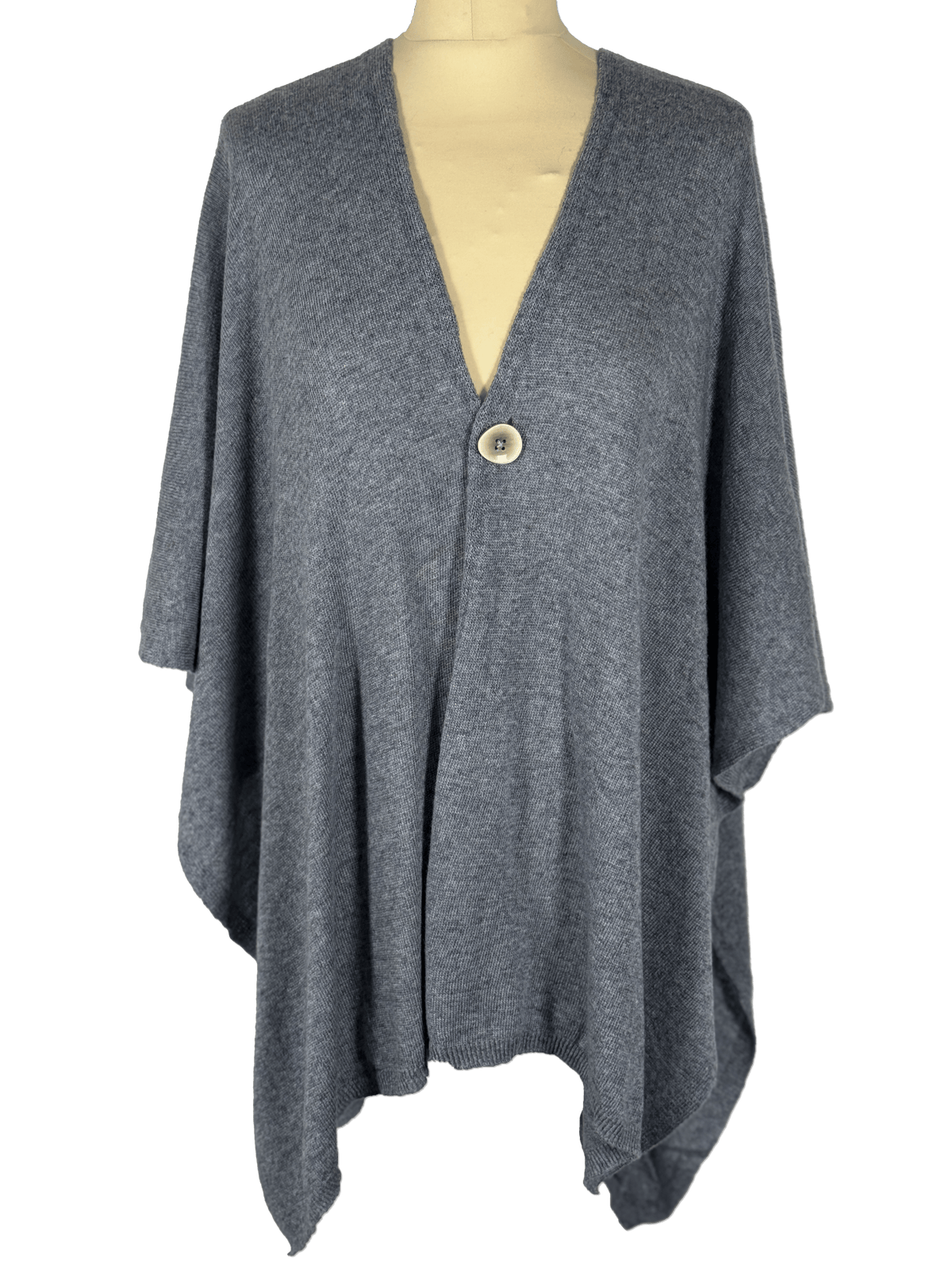 Poncho i 5% cashmere - Grå meleret-One size Uldplaiden.dk