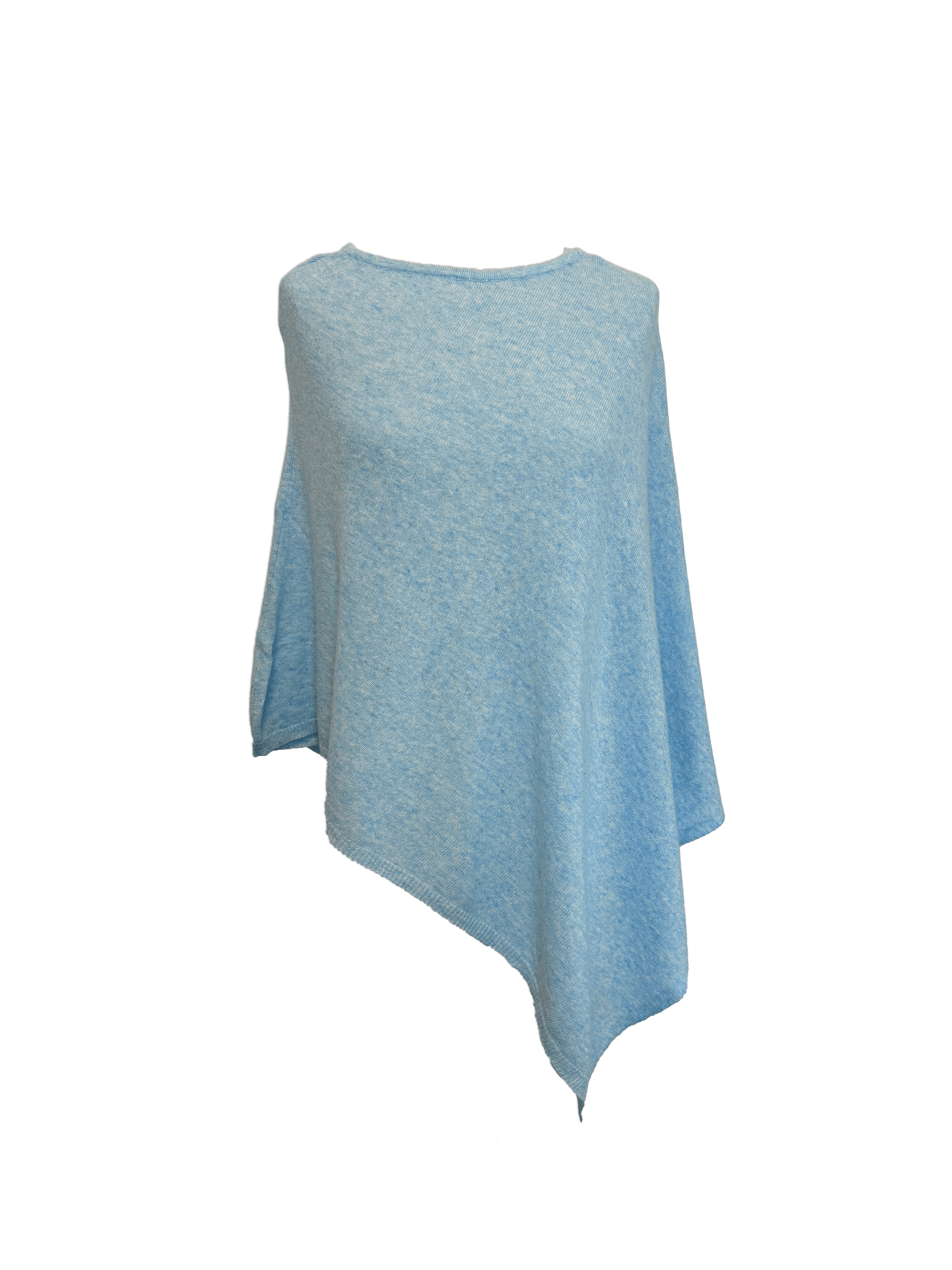 Poncho i 5% cashmere - Lyseblå Uldplaiden.dk