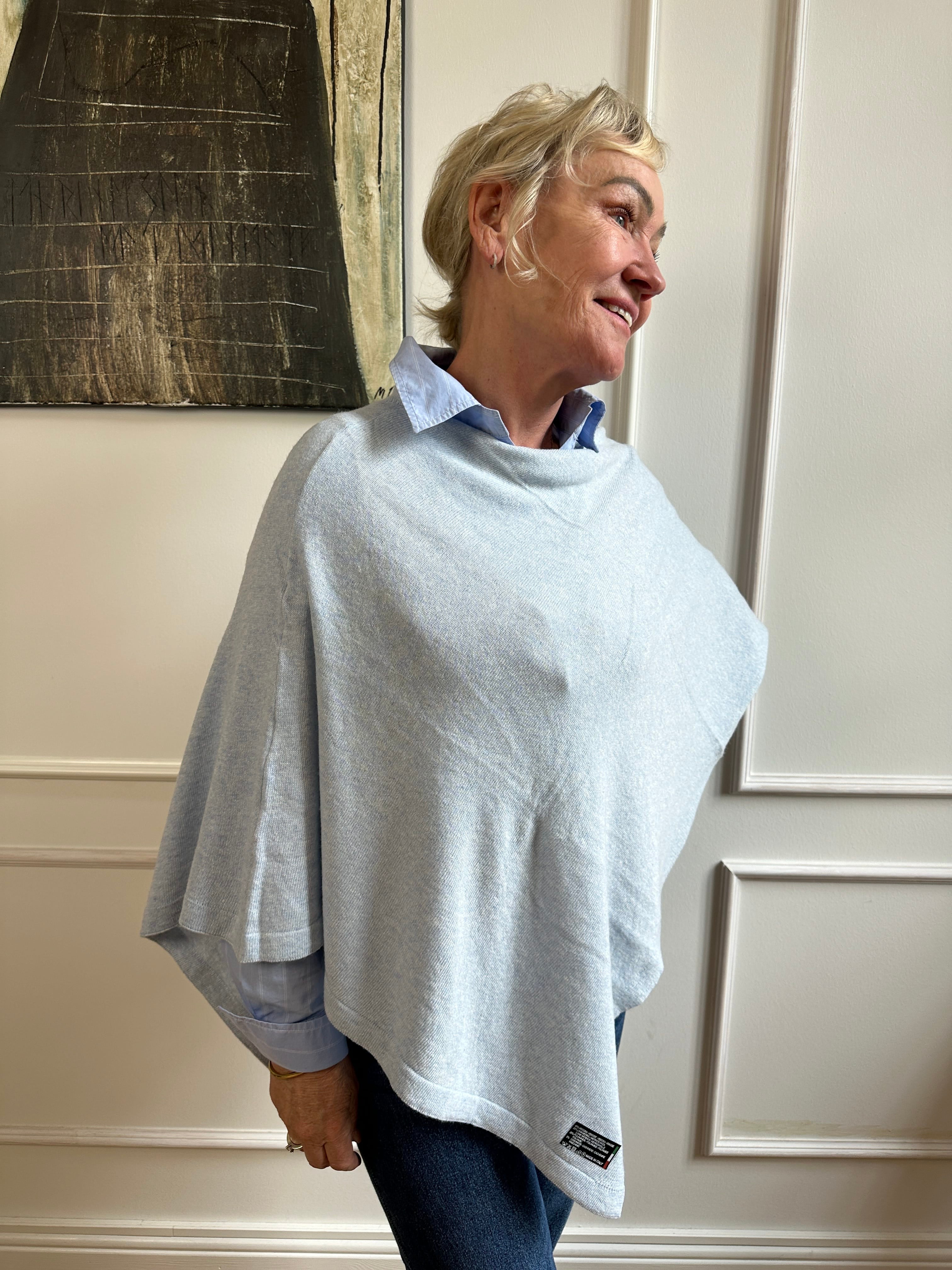 Poncho i 5% cashmere - Mørk grå Uldplaiden.dk