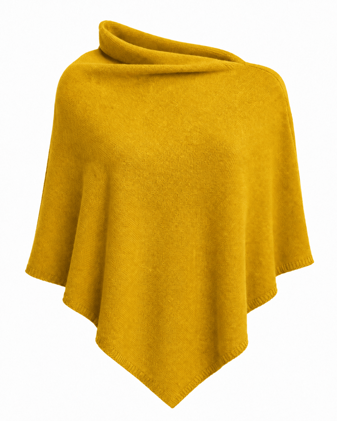 Poncho i 5% cashmere - Mustard One size Uldplaiden.dk
