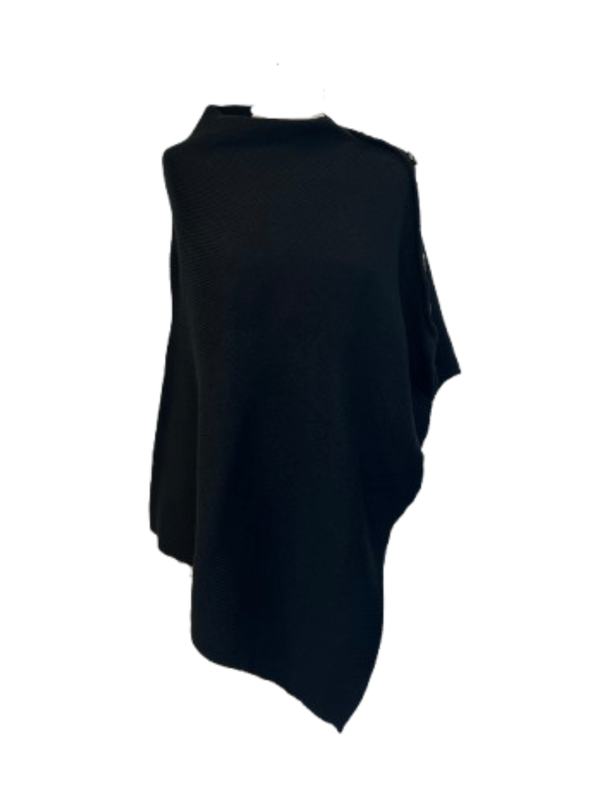 Poncho i blandet uld - Mørk navy m. lyse striber (Kopi) Uldplaiden.dk