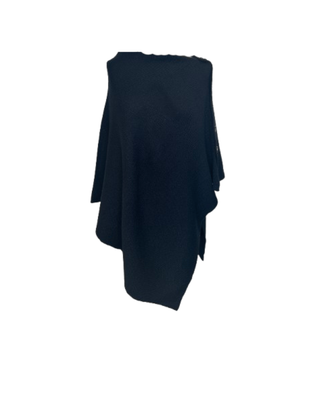 Poncho med knapper - navy Uldplaiden.dk