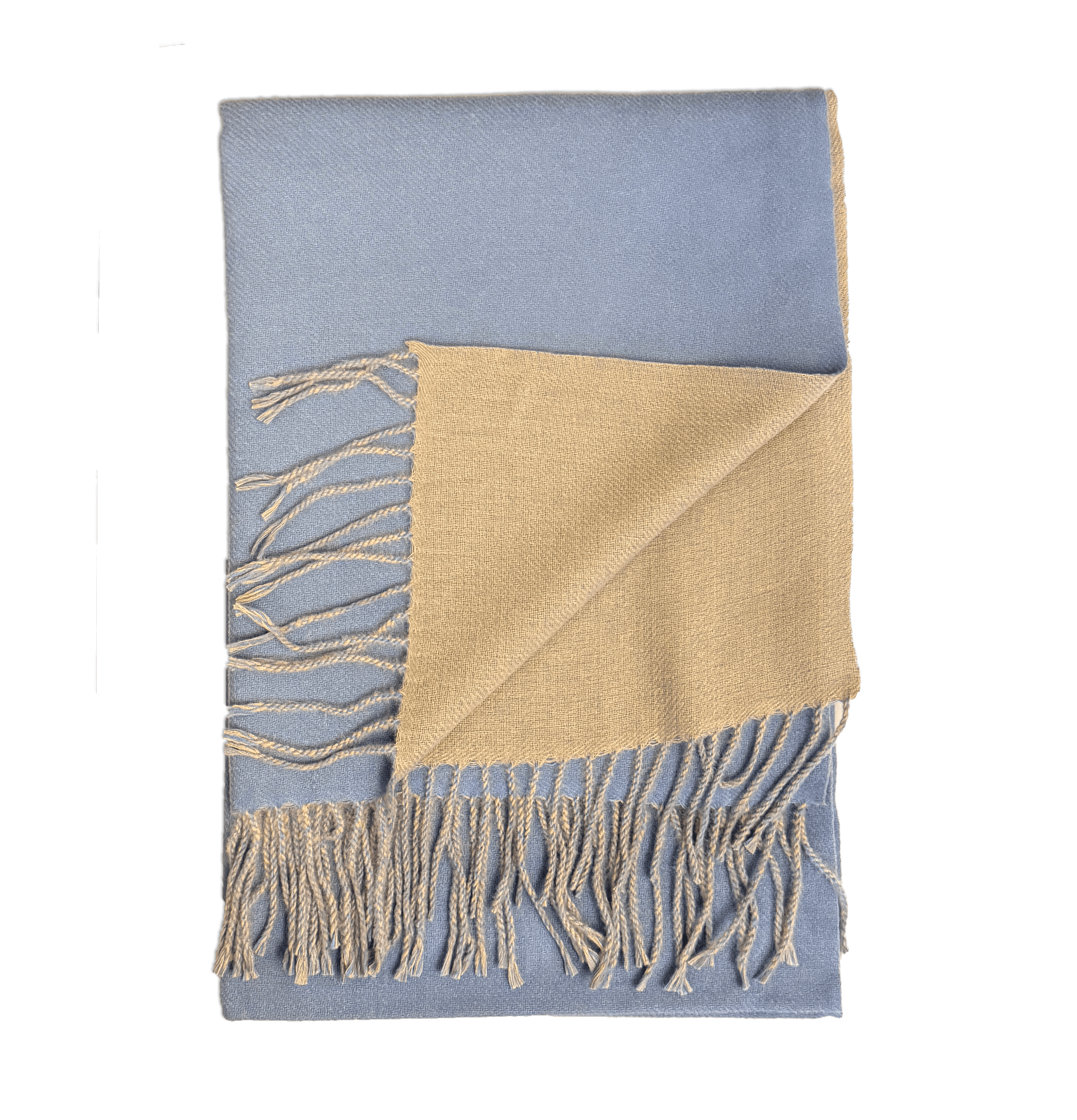 Sjal i blandet uld - Lyseblå Uldplaiden.dk