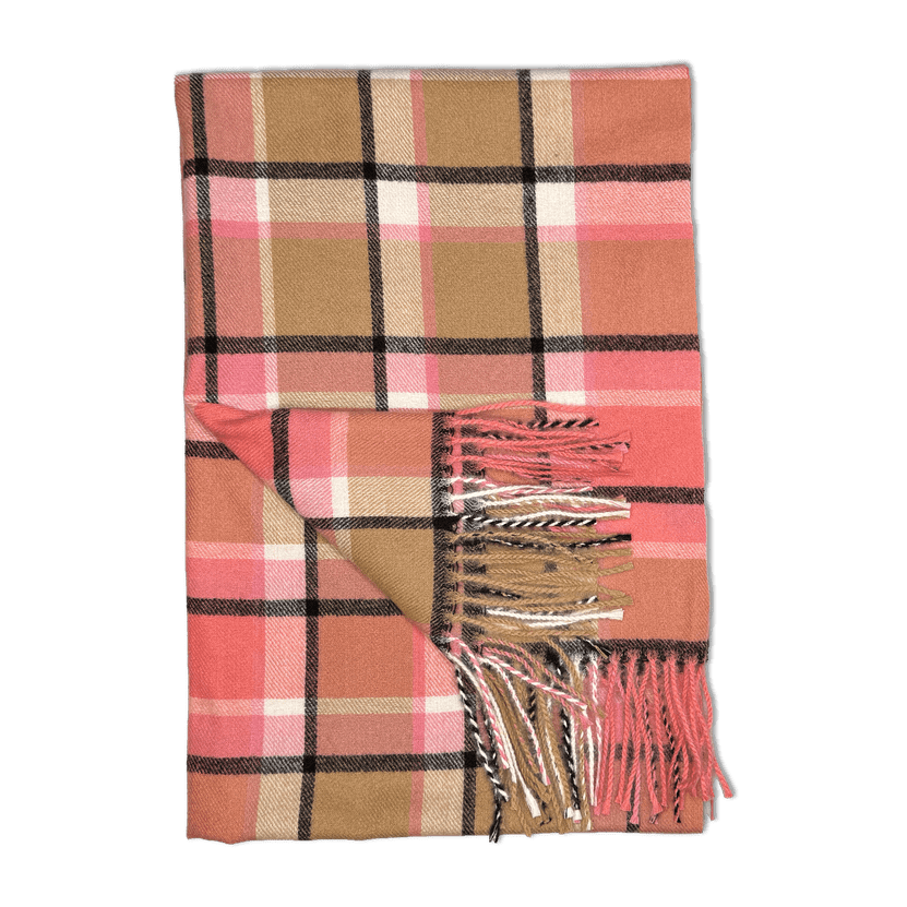 Sjal i uld - Tern rosa/pink Uldplaiden.dk