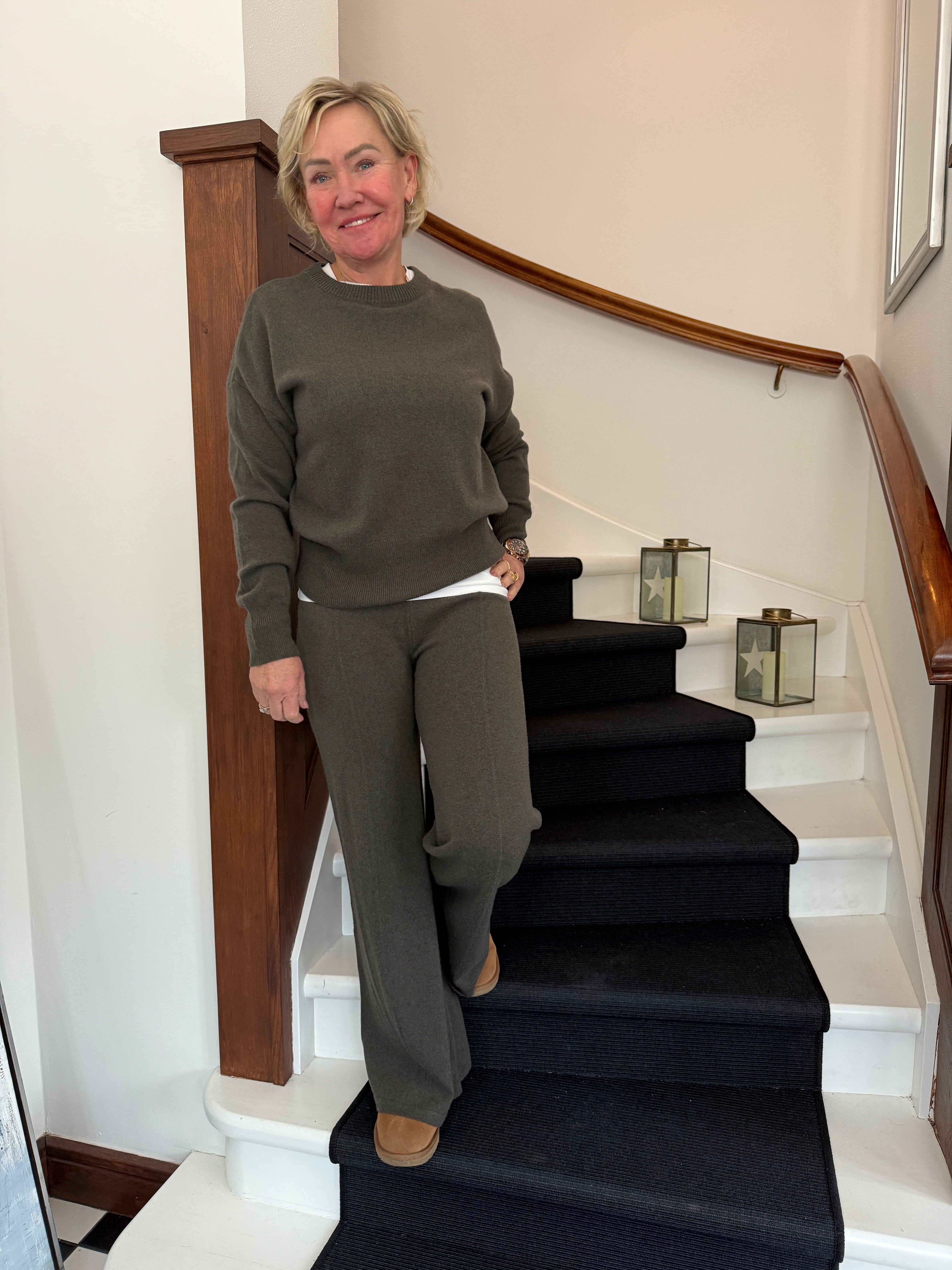 Strik sæt khaki i 30% cashmere Uldplaiden.dk