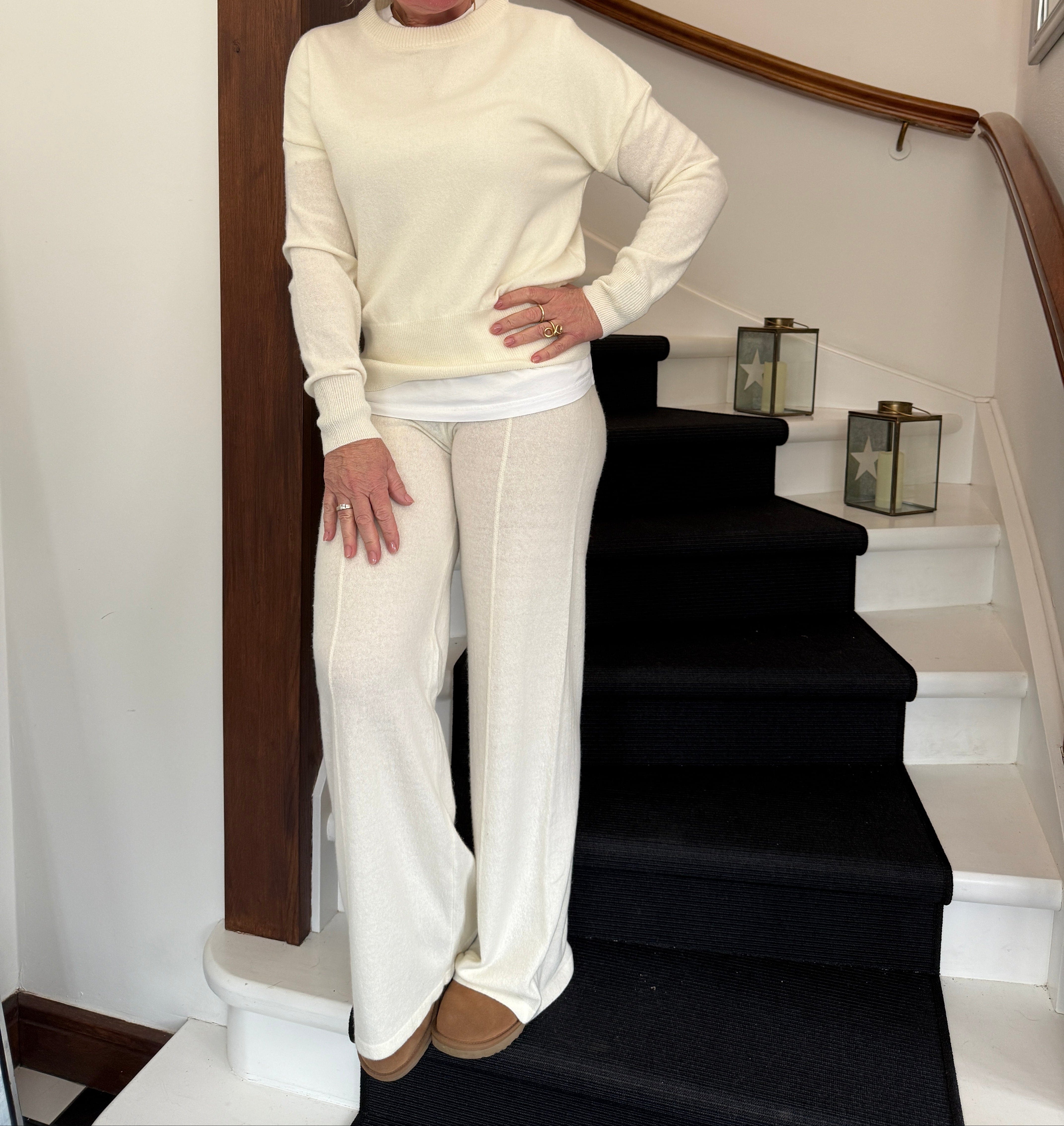 Strik sæt Off. white i 30% cashmere Uldplaiden.dk