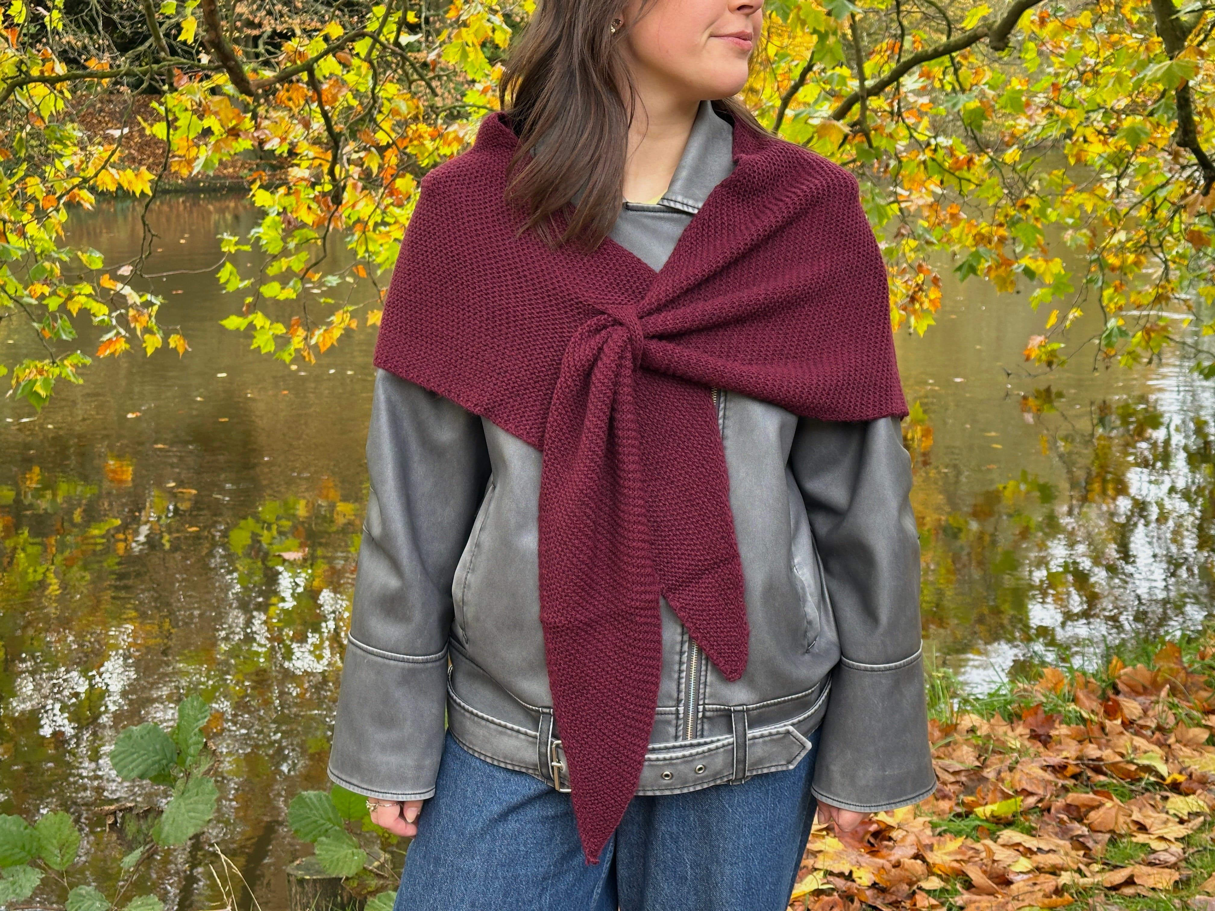 Trekant sjal - bordeaux Uldplaiden.dk