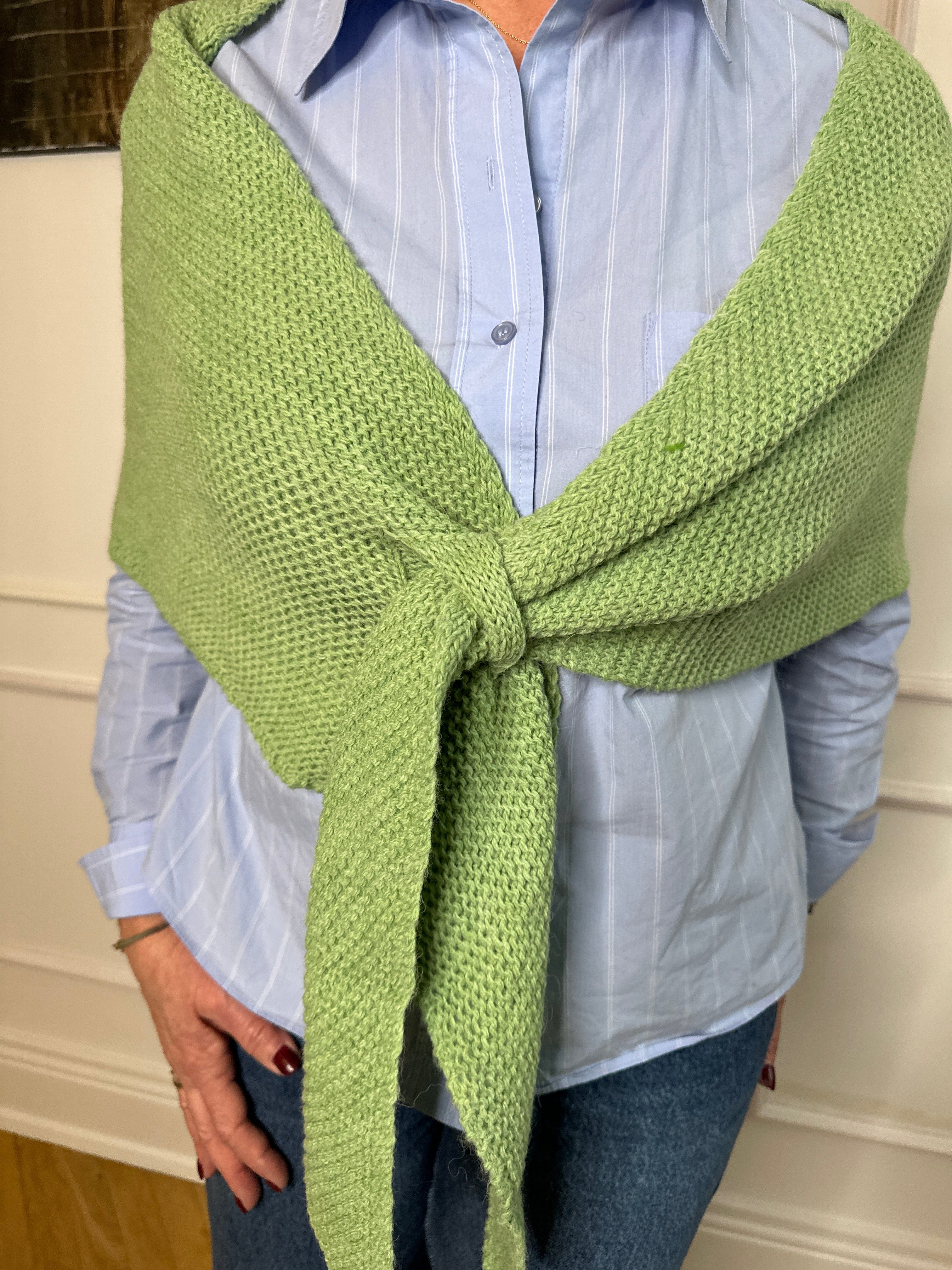 Trekant sjal - Grøn Uldplaiden.dk