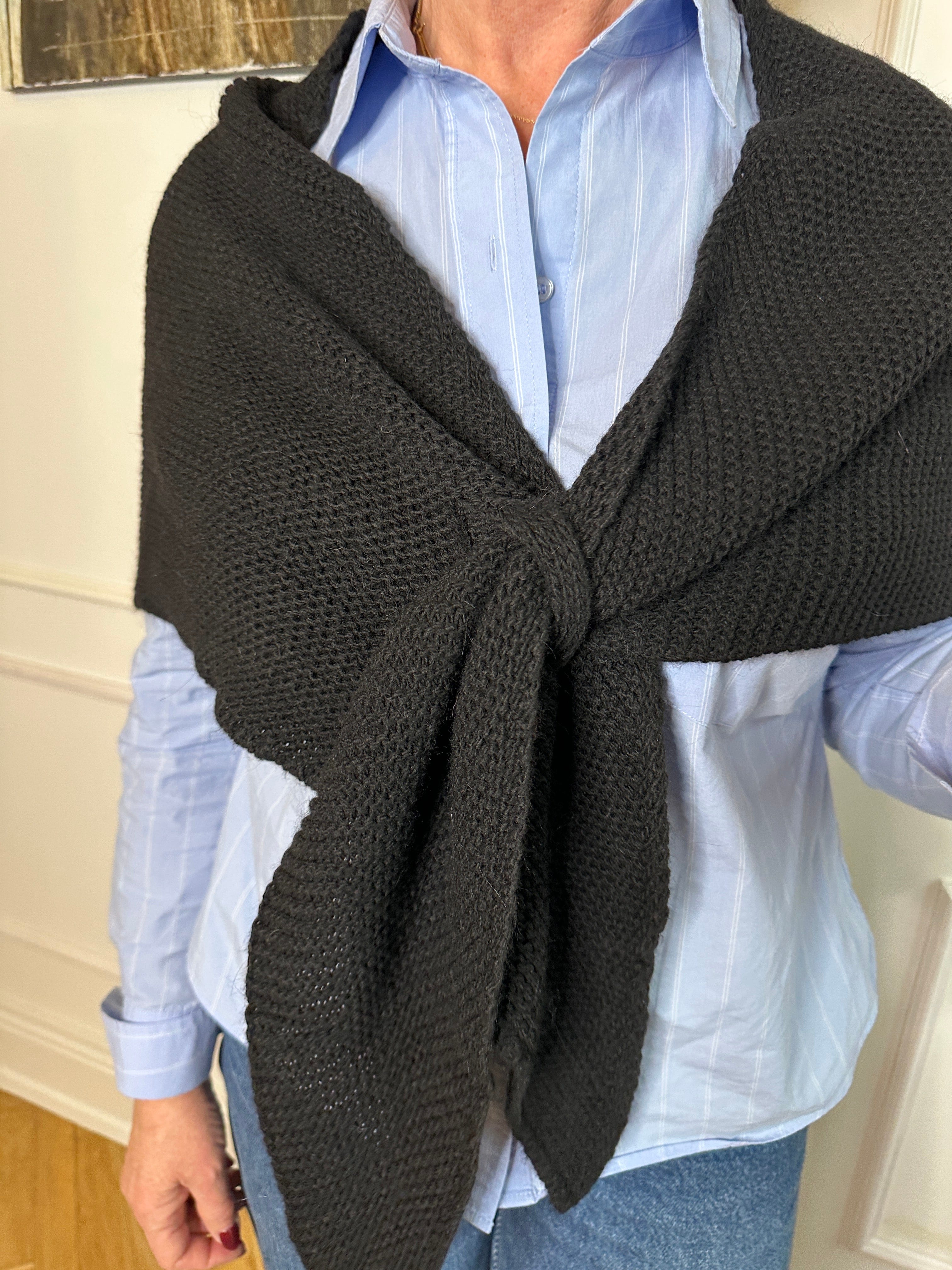 Trekant sjal - Sort Uldplaiden.dk