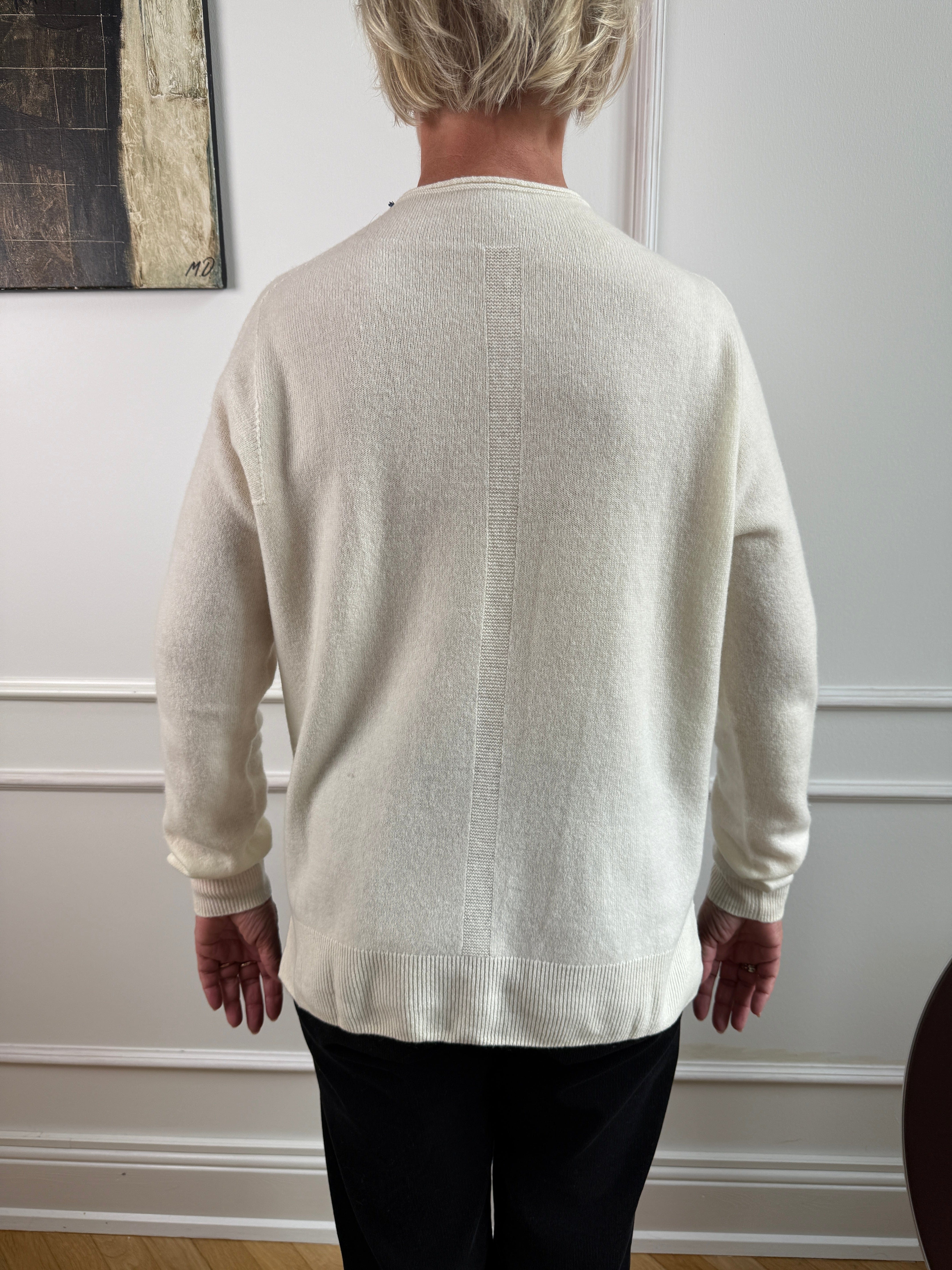 Trøje hvid i 10% cashmere trøje Uldplaiden.dk
