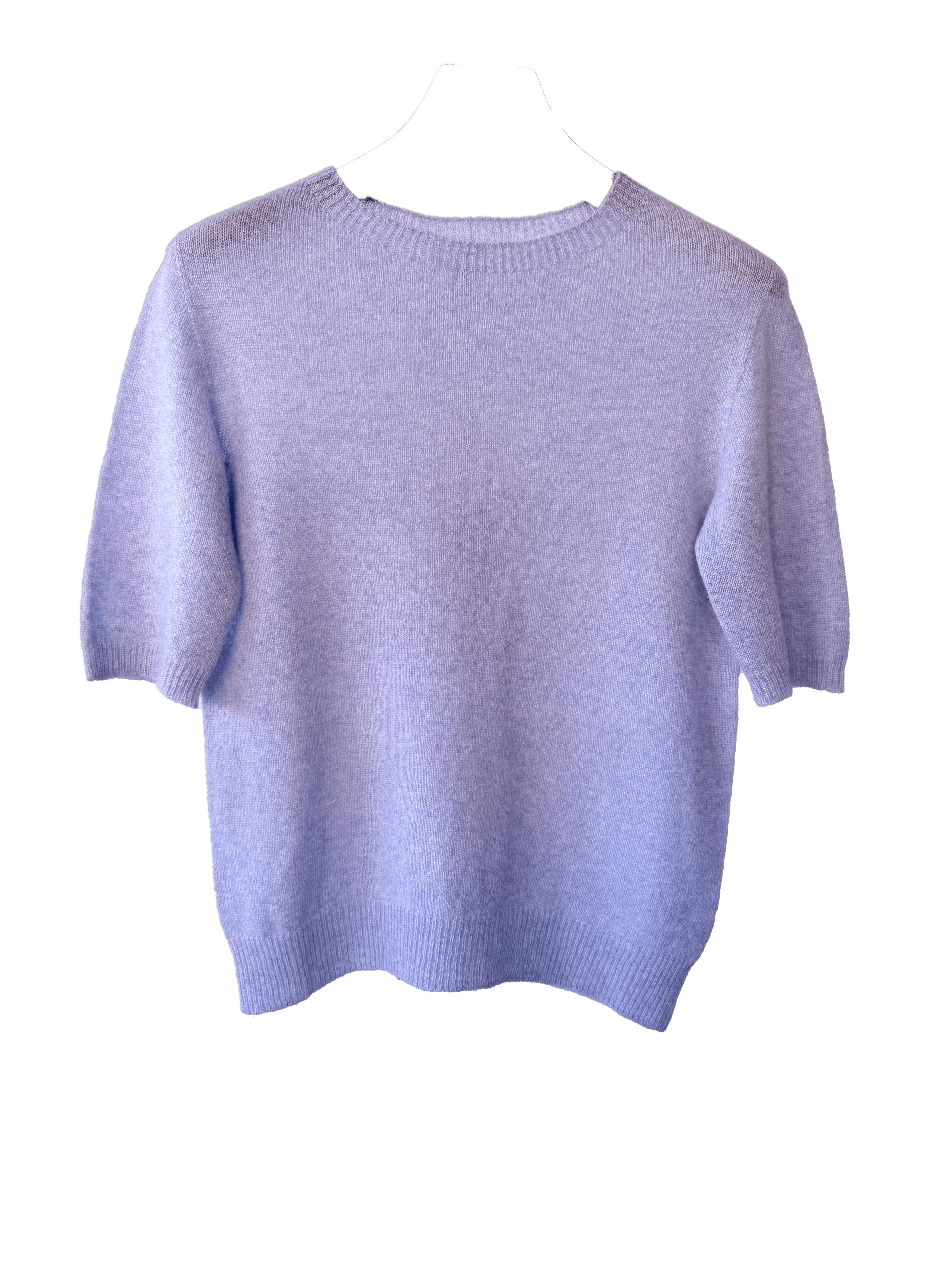 Trøje m. korte ærmer lyseblå i 100% cashmere trøje Uldplaiden.dk