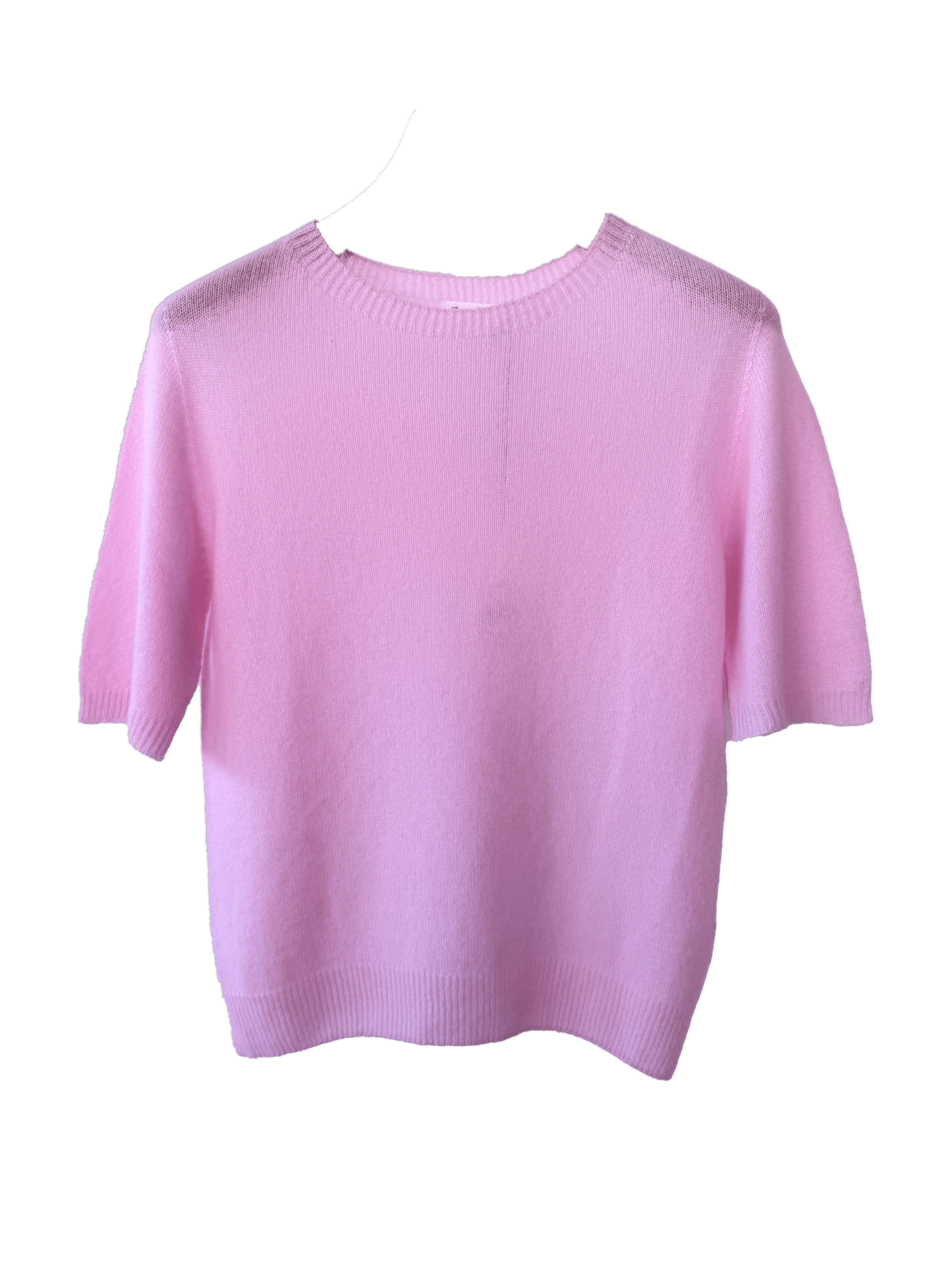 Trøje m. korte ærmer rosa i 100% cashmere trøje Uldplaiden.dk