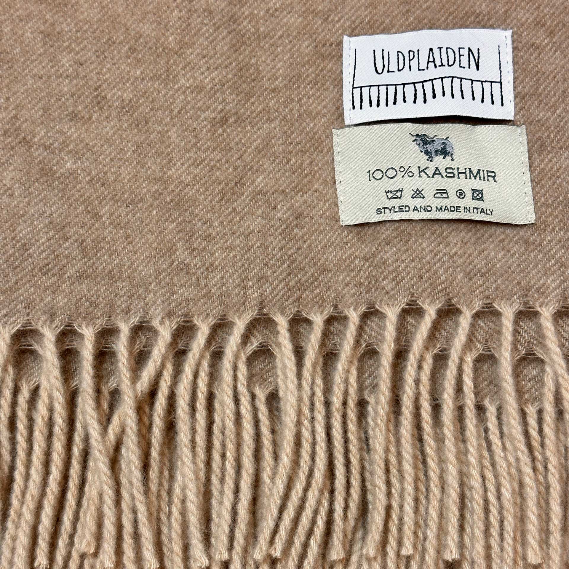 Uldplaid i 100% Kashmir - Beige Uldplaid Uldplaiden.dk