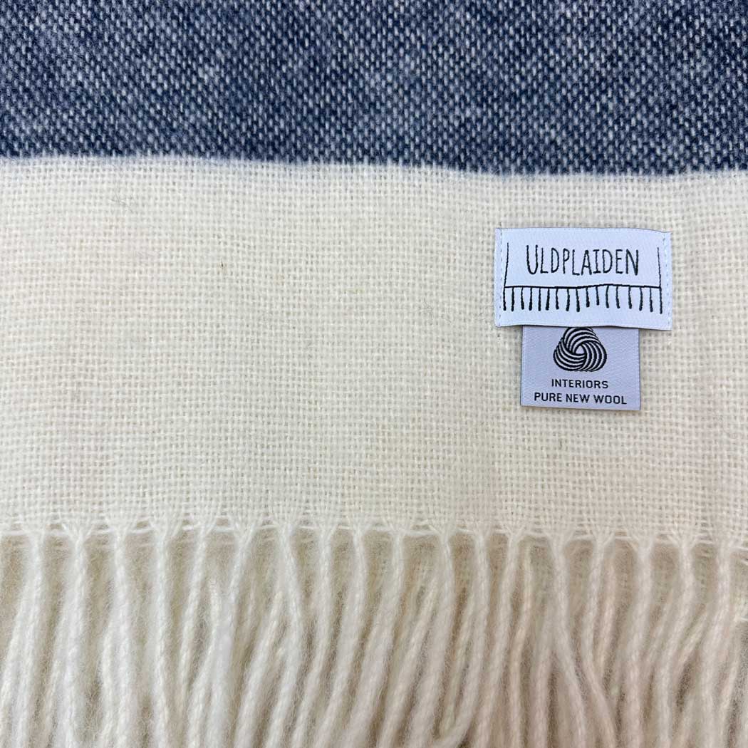 Uldplaid i 100% Ren ny Uld - Havblå Uldplaid Uldplaiden.dk