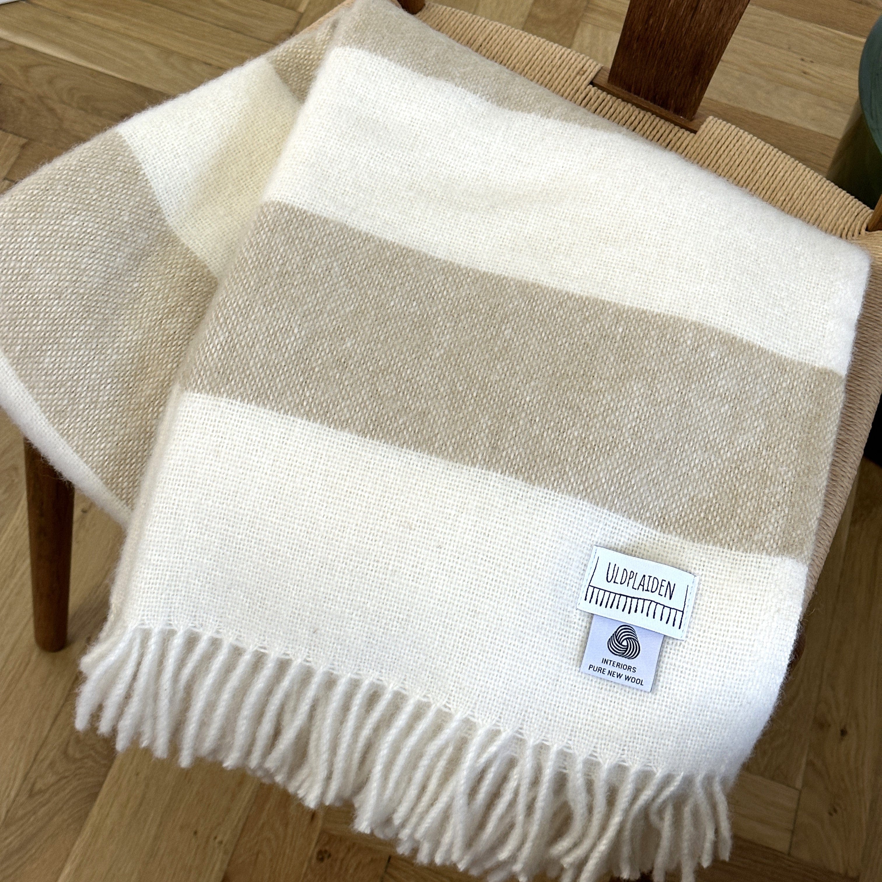 Uldplaid i 100% ren ny uld - Sand Uldplaid Uldplaiden.dk