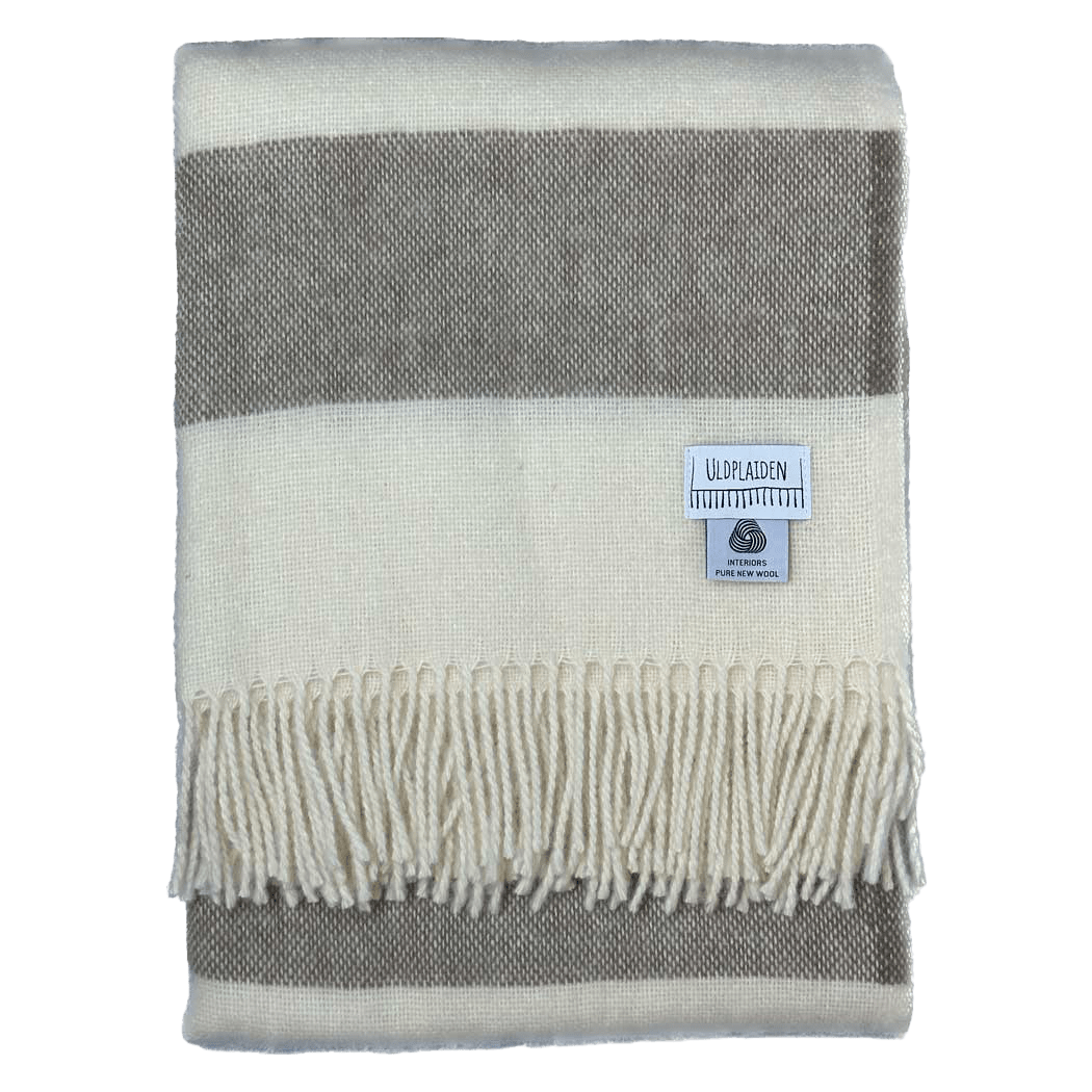 Uldplaid i 100% Ren ny Uld - Taupe Uldplaid Uldplaiden.dk