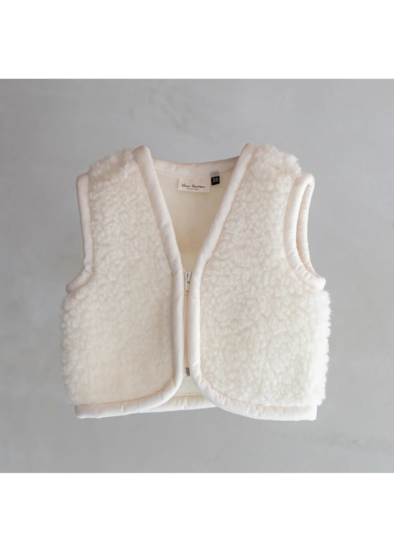 Uldvest til baby - Offwhite Uldplaiden.dk