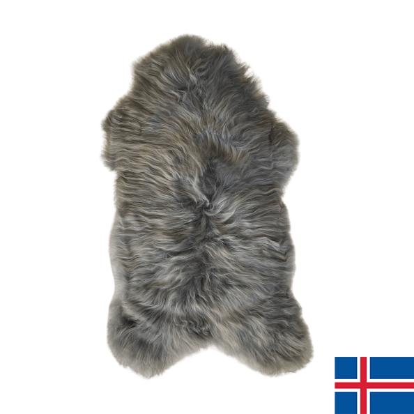 Islandsk Lammeskind - Grå (Large) Lammeskind Uldplaiden