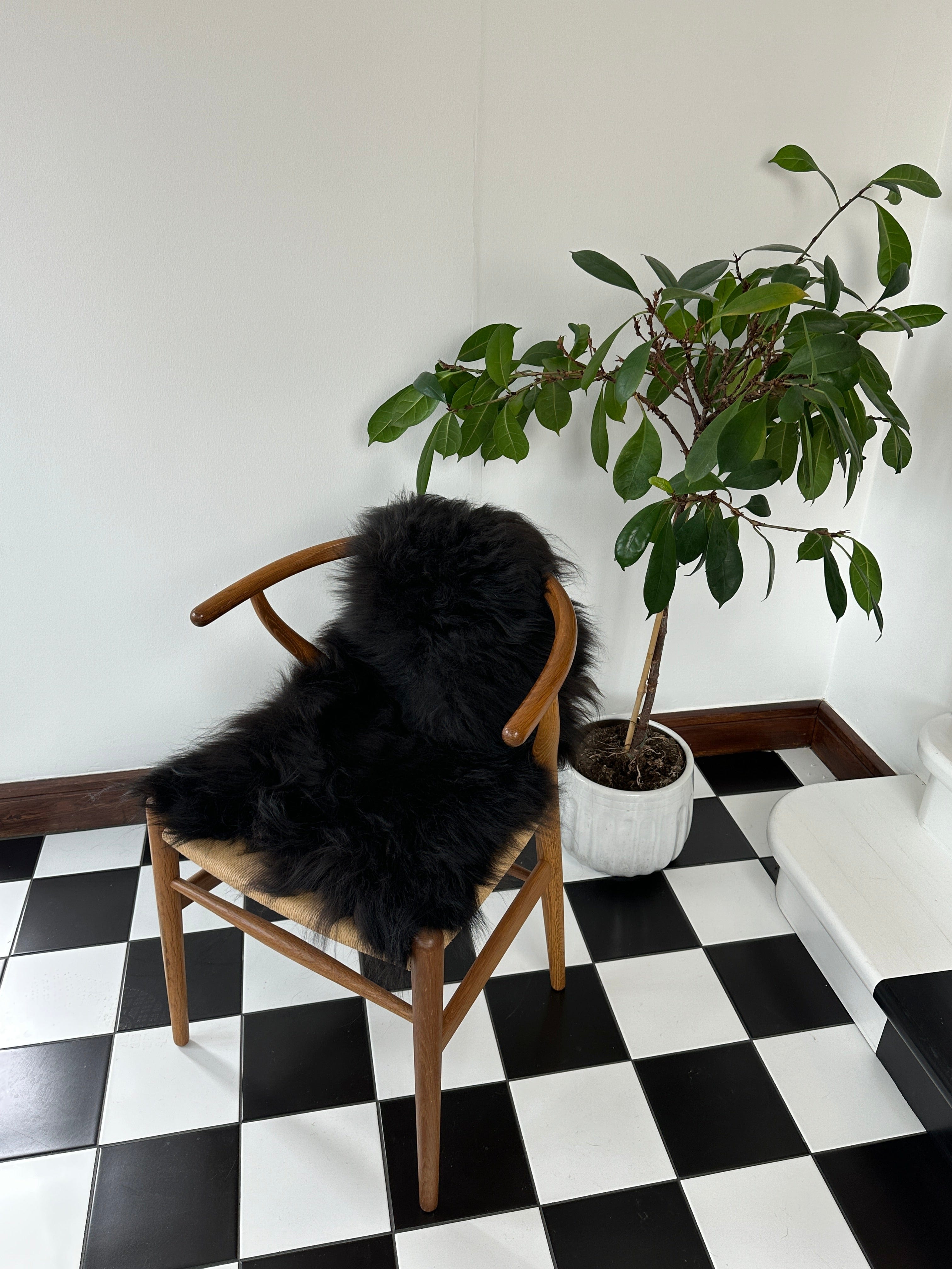 Islandsk Lammeskind - Sort (Medium) Lammeskind Uldplaiden