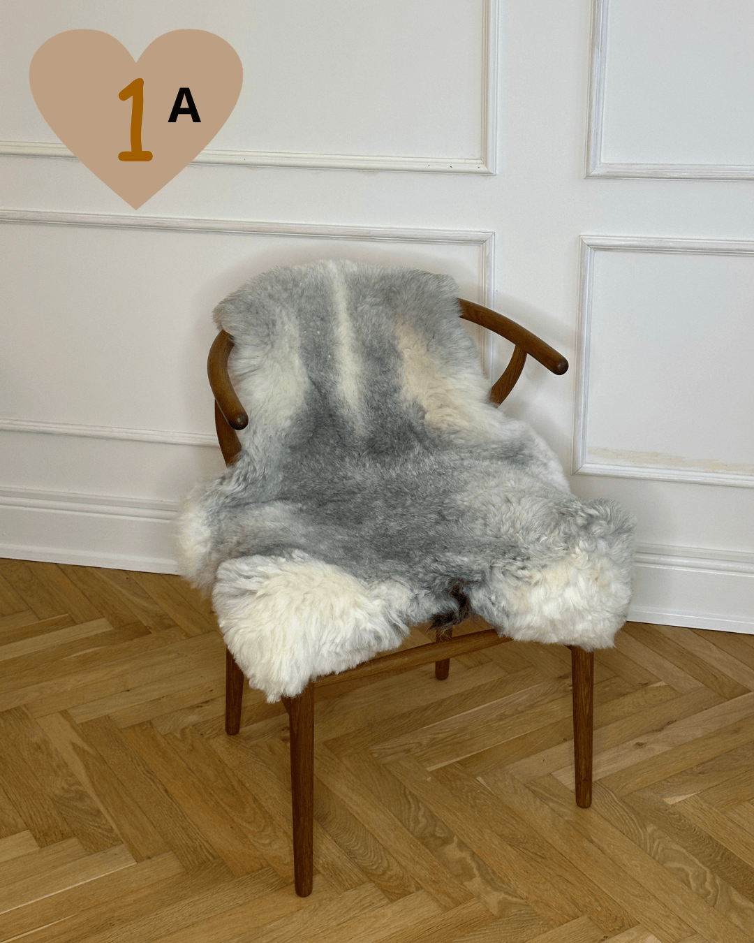 Islandsk Luksus Lammeskind (1) - Hvid og Grå (Large) Lammeskind Uldplaiden