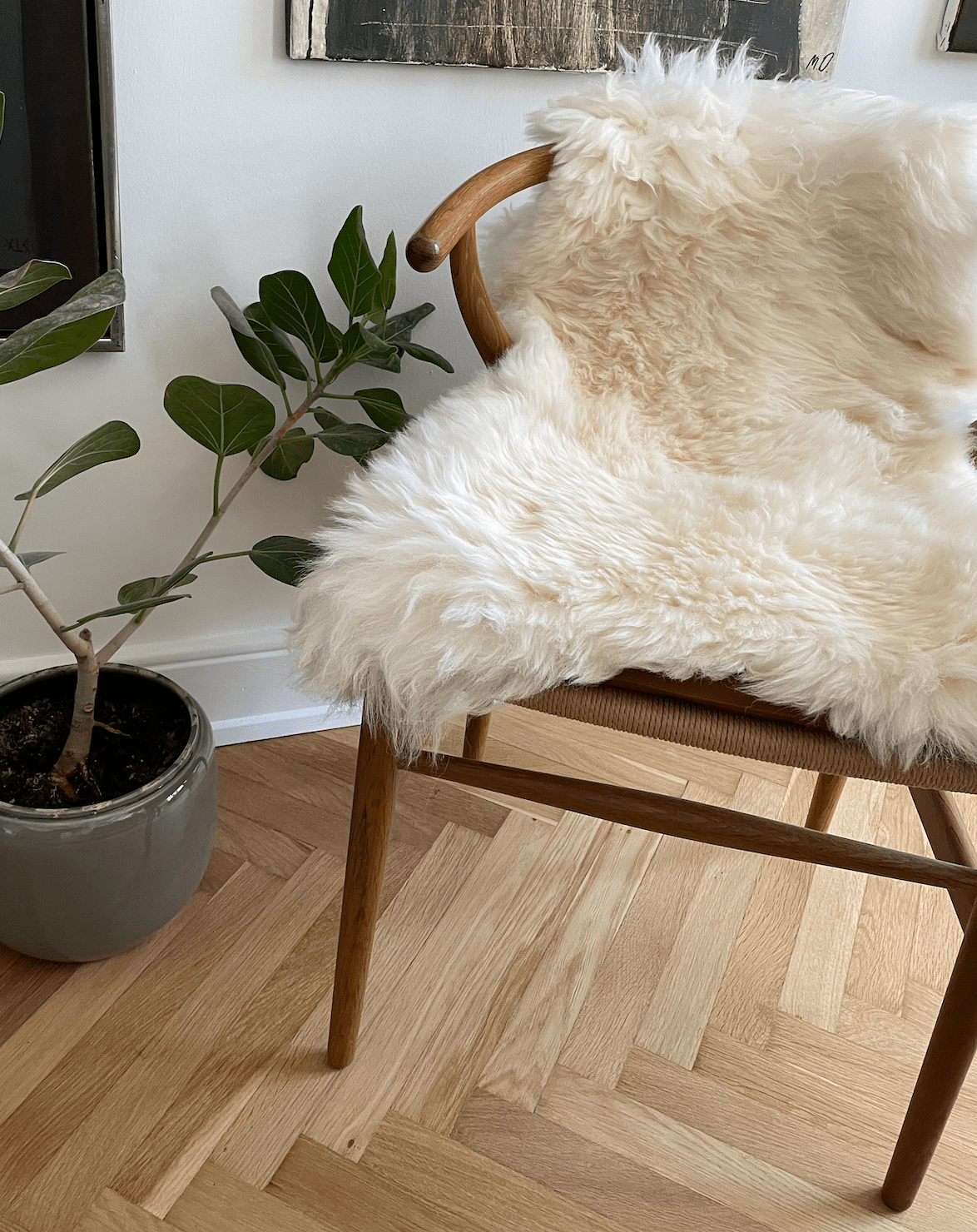 Lammeskind - Hvid (Large) Lammeskind Uldplaiden