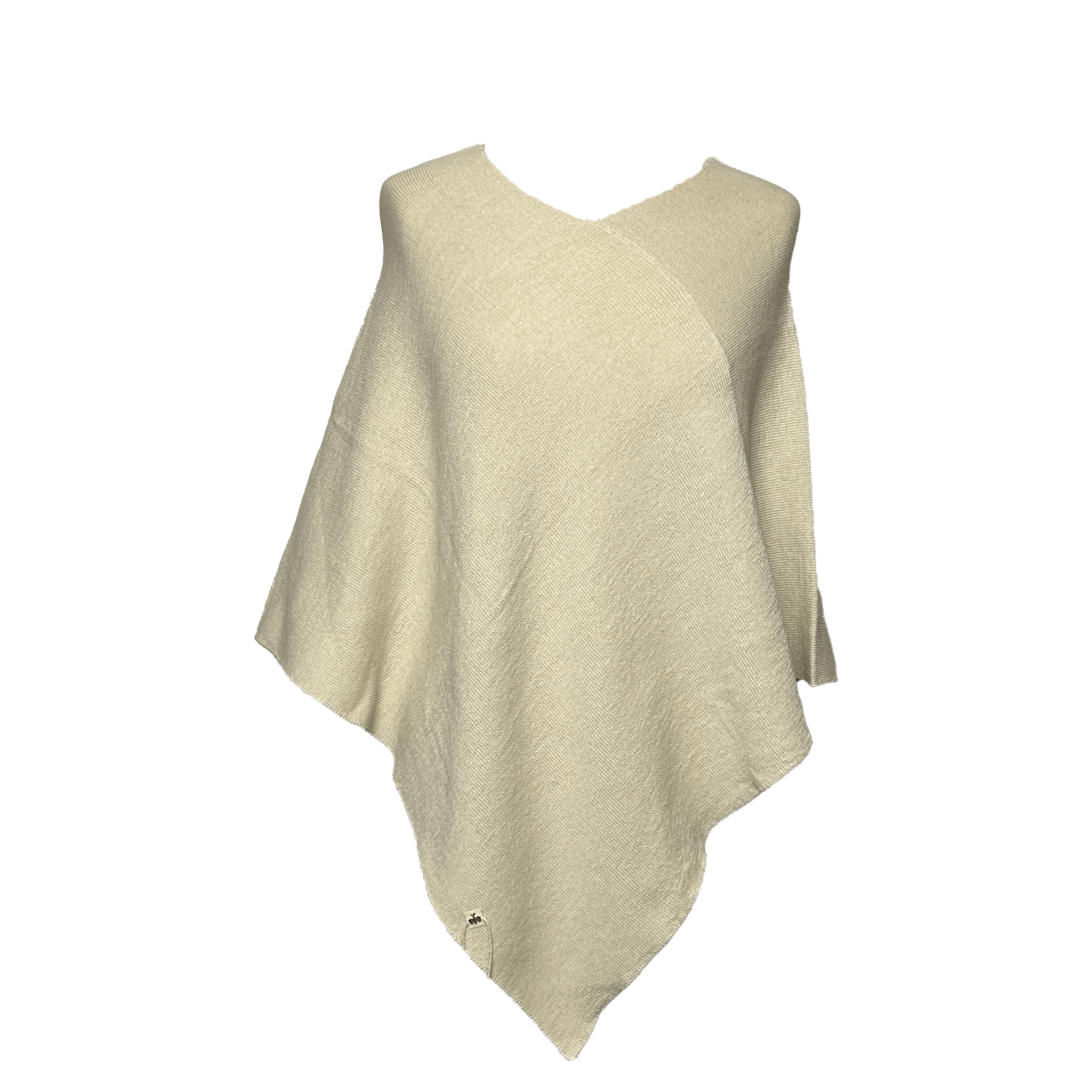 Poncho i 100% Baby alpaca uld - Off white Poncho Uldplaiden