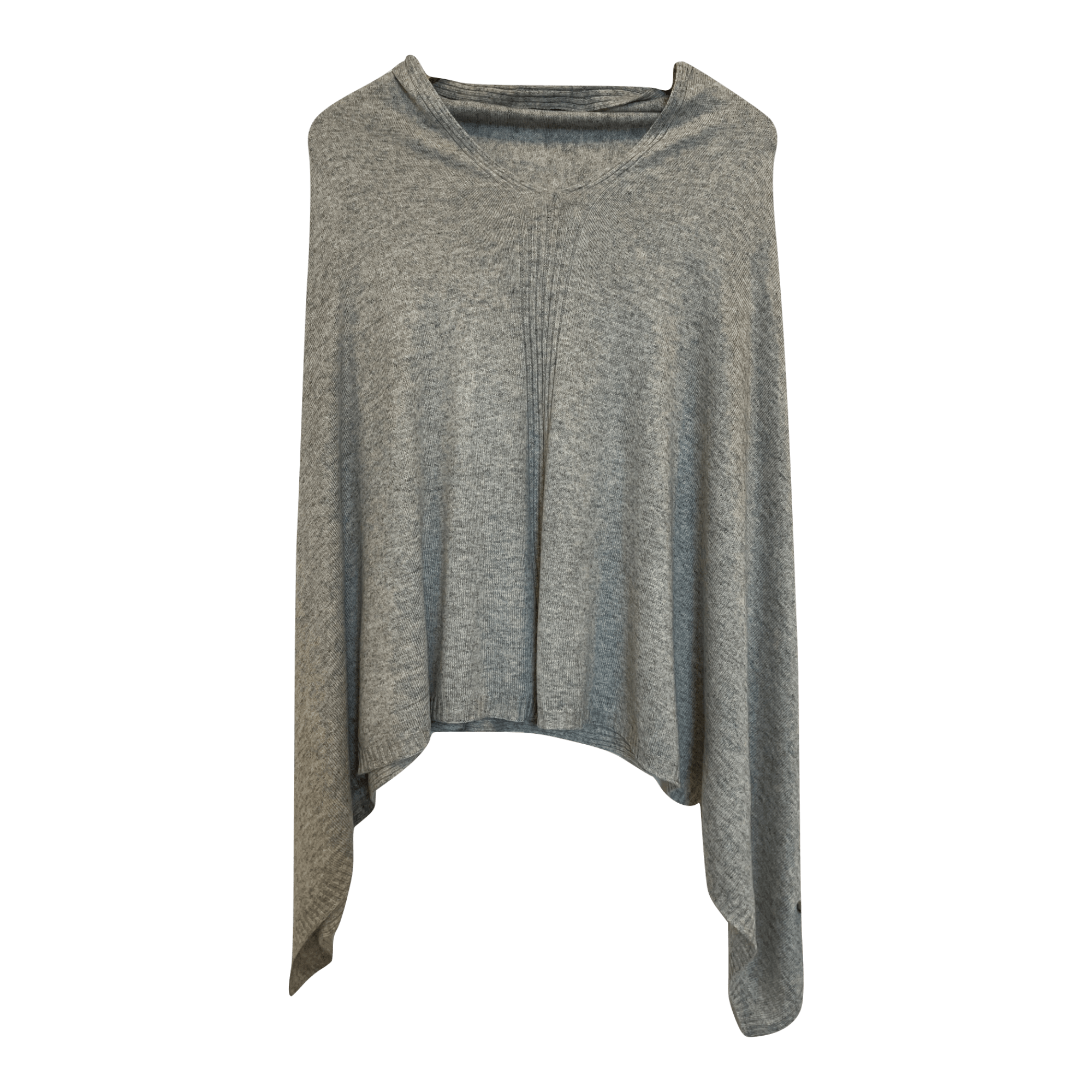 Poncho i Cashmere - Lysegrå Poncho Uldplaiden