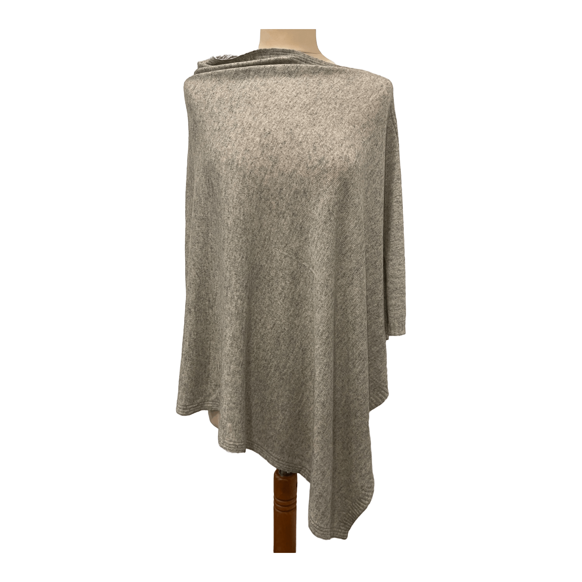 Poncho i Cashmere - Lysegrå Poncho Uldplaiden