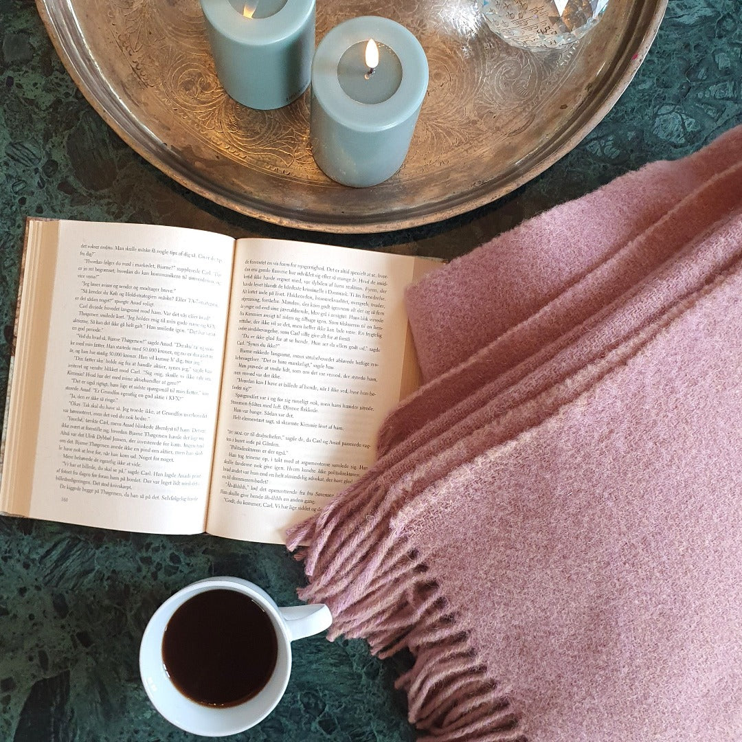 Uldplaid i 100% uld - Dust Sand Rose(140x200 cm) tæppe Uldplaiden