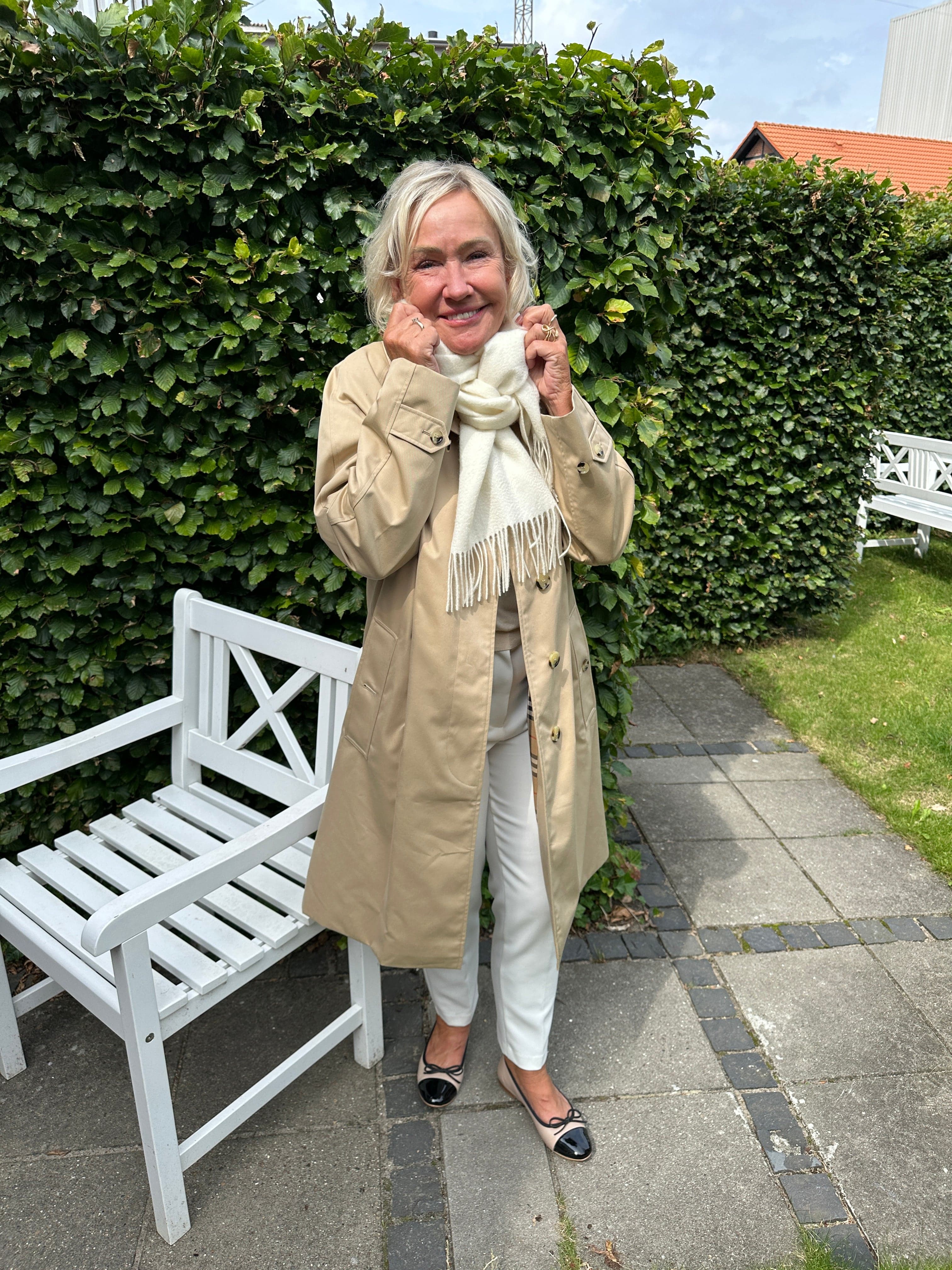 Halstørklæde i 100% Cashmere - Offwhite (30 x 180 cm) Tørklæder og sjaler Uldplaiden