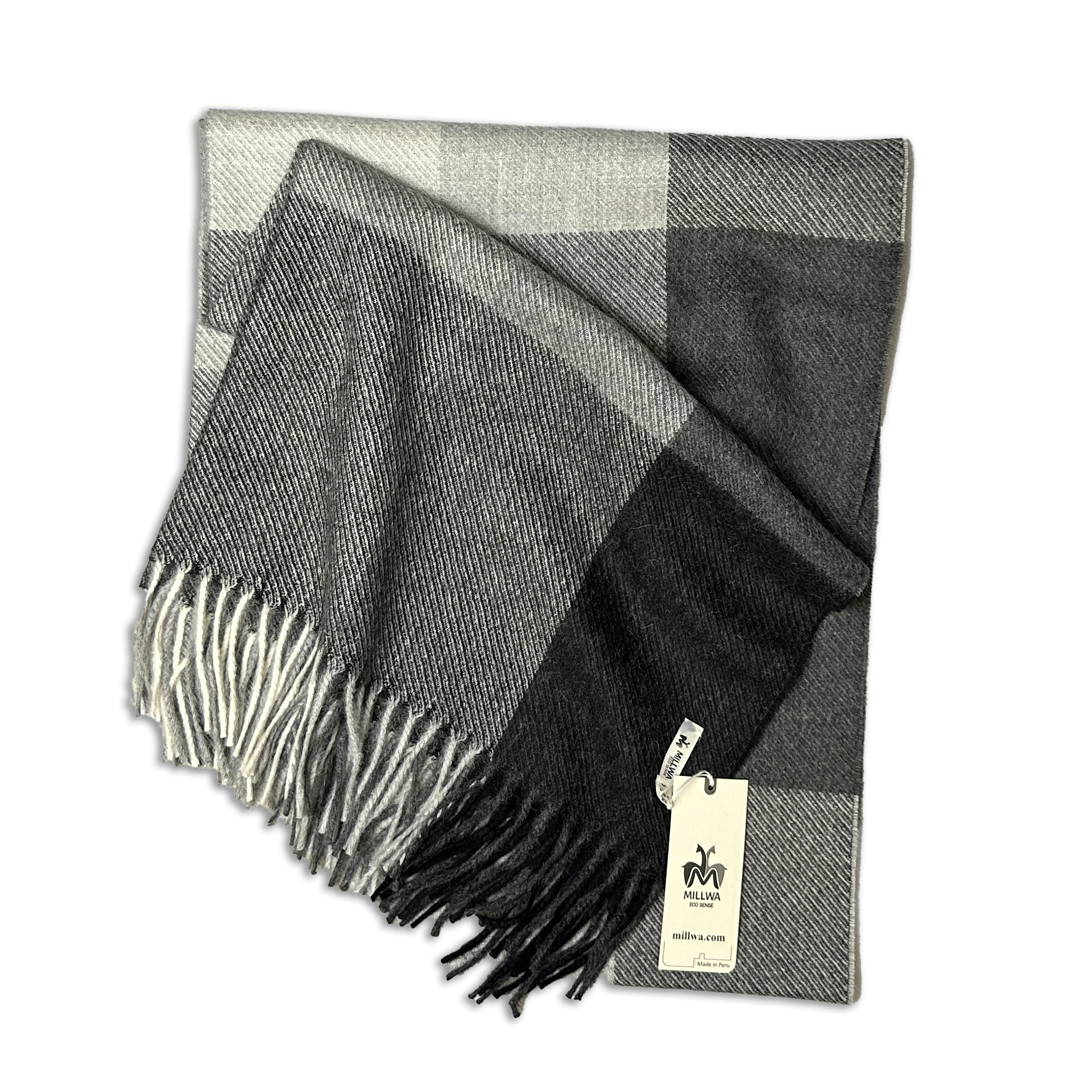 Sjal i 100% baby alpaca uld - Brun m. tern (kopi) Tørklæder og sjaler Uldplaiden