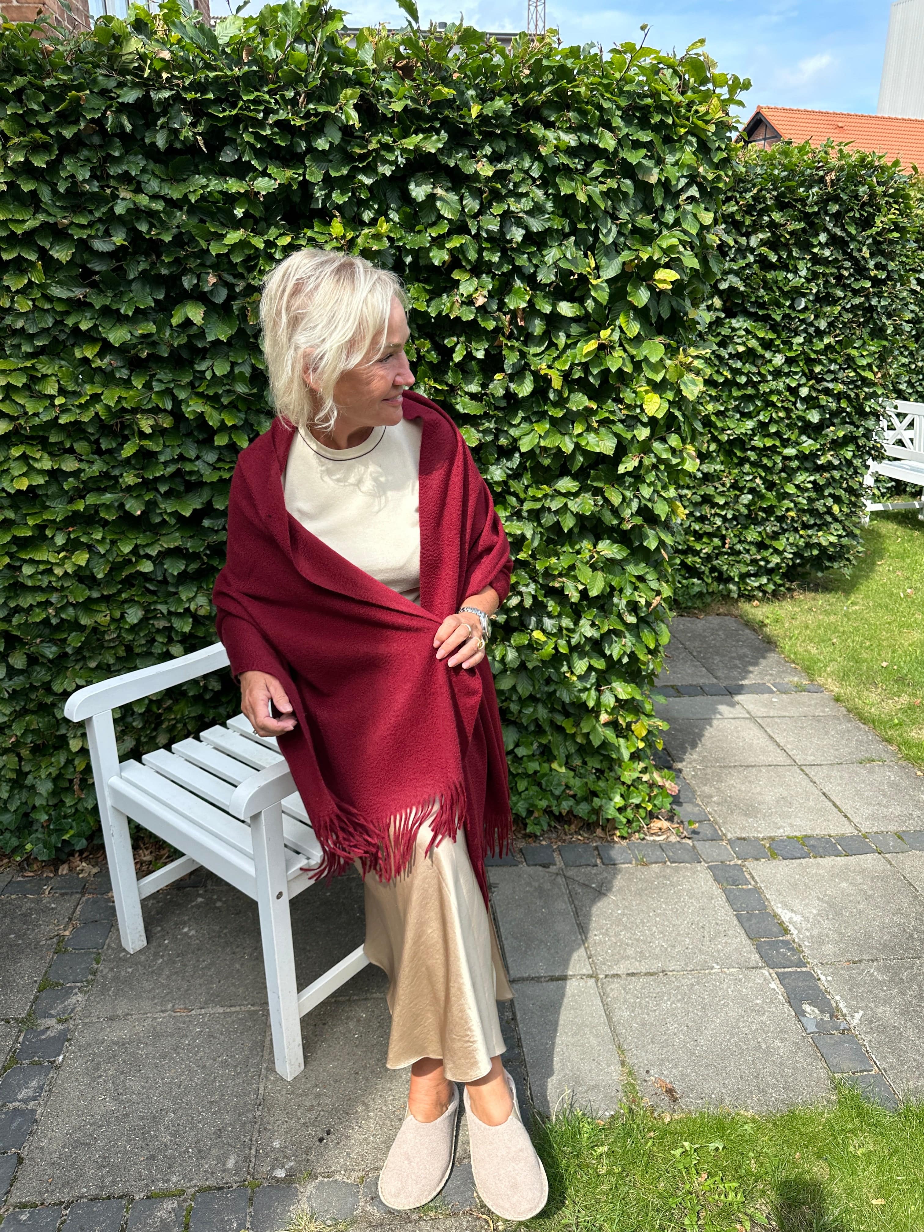 Sjal i 100% Cashmere - vinrød (70x200 cm) Tørklæder og sjaler Uldplaiden