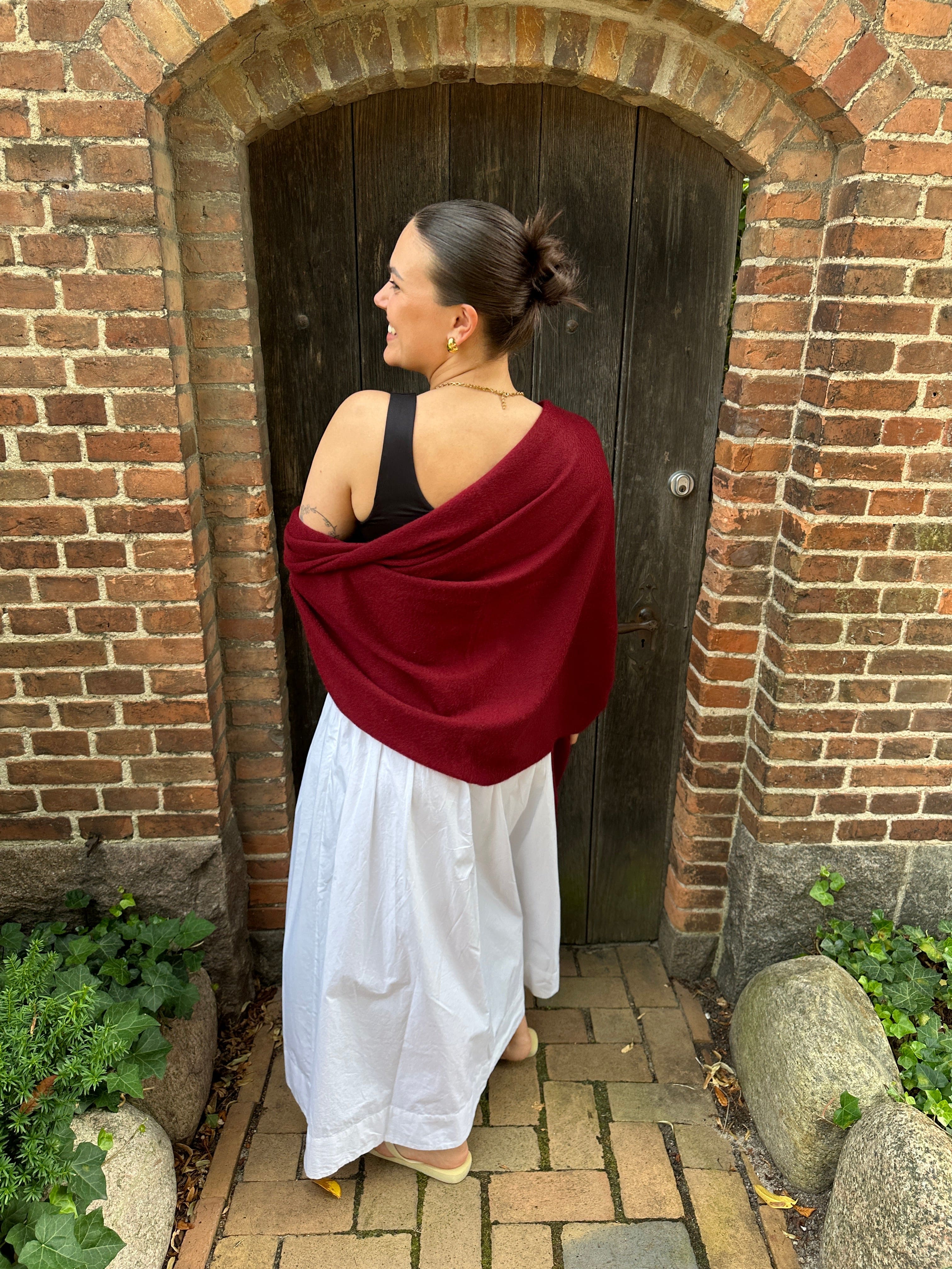 Sjal i 100% Cashmere - vinrød (70x200 cm) Tørklæder og sjaler Uldplaiden