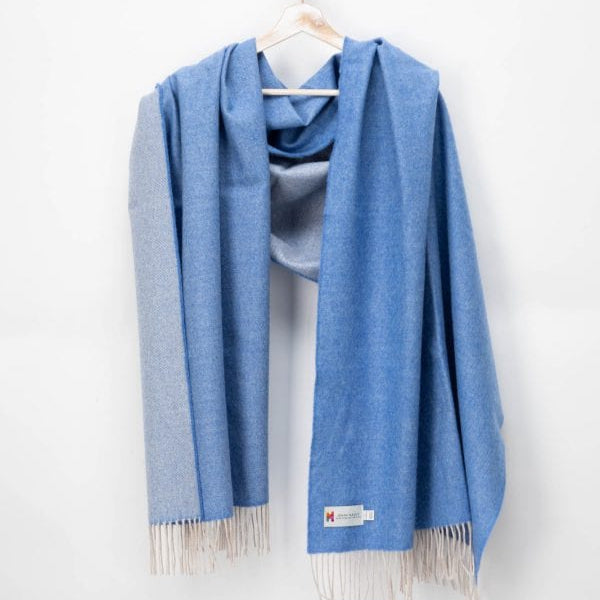 Sjal i 100% Merinould - Blue Oyster (76x200 cm) Tørklæder og sjaler Uldplaiden