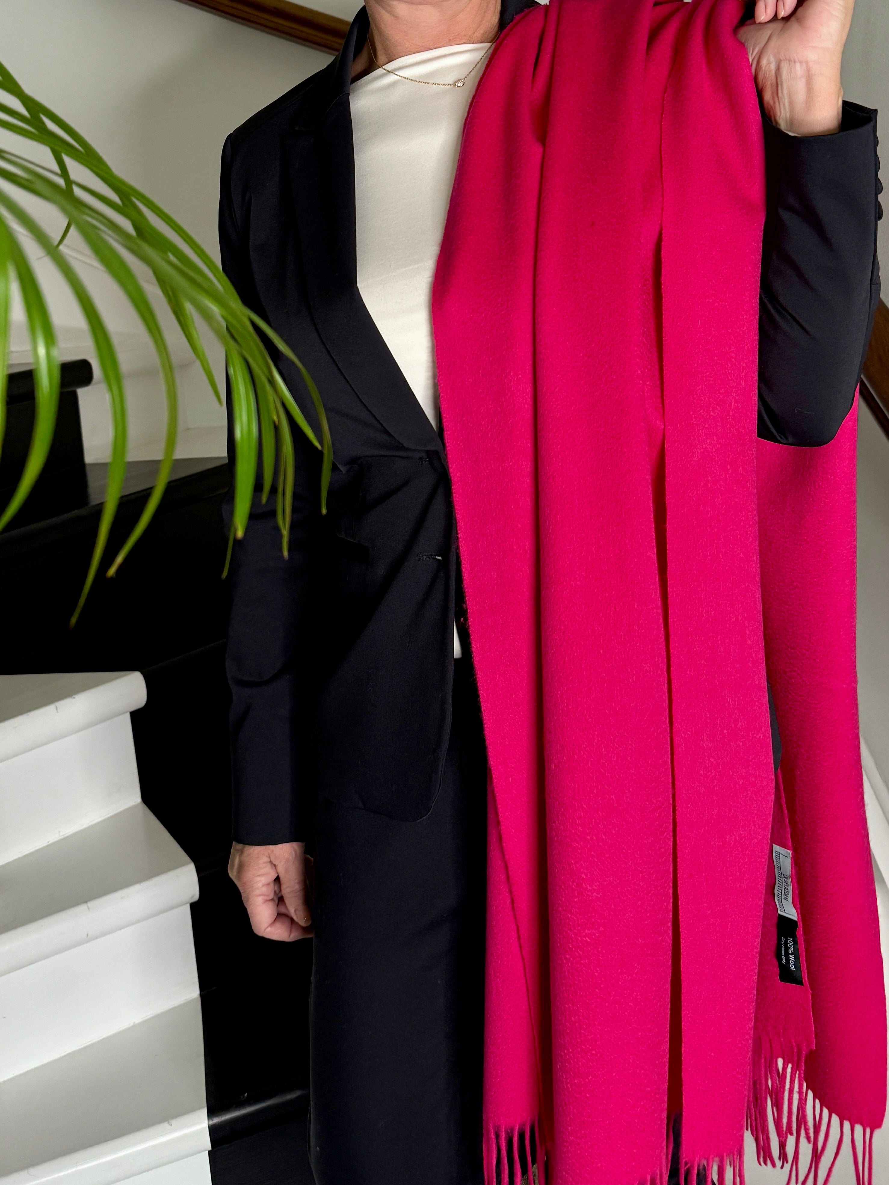 Sjal i 100% Merinould - Mørk cerise (70x200 cm) Tørklæder og sjaler Uldplaiden