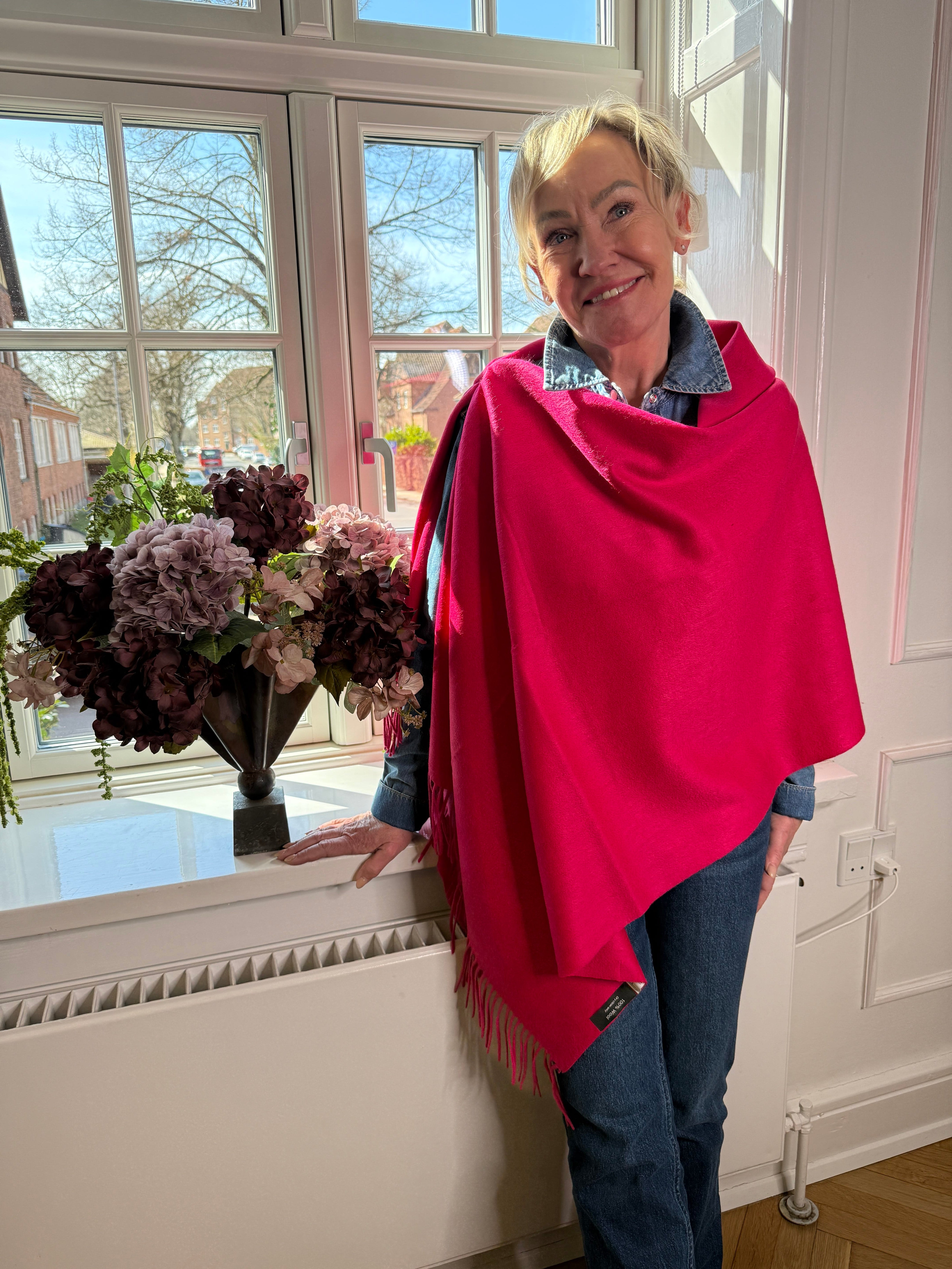 Sjal i 100% Merinould - pink Tørklæder og sjaler Uldplaiden