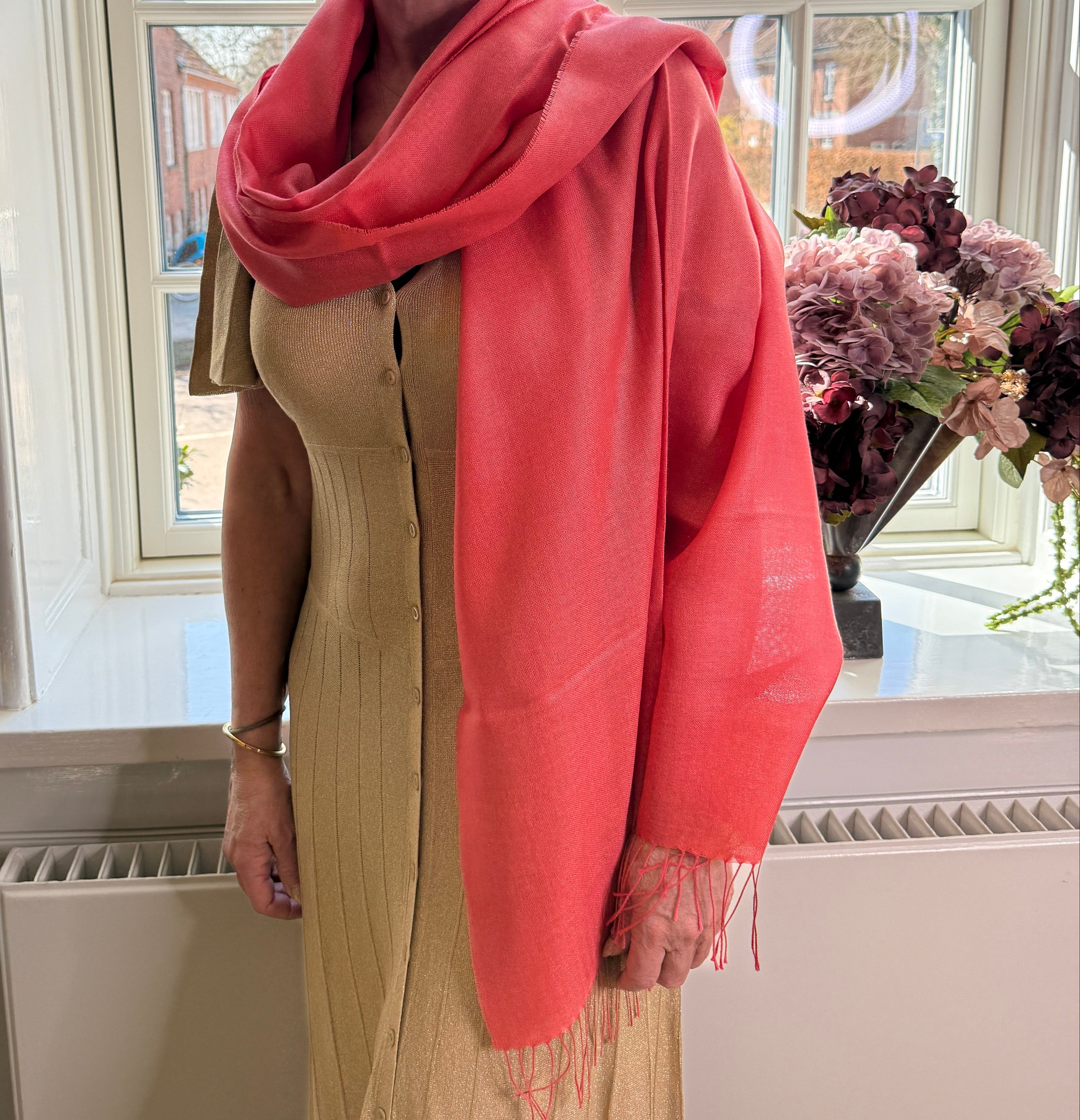 Sjal i 70% baby alpaca uld og 30% silke - Rosa Tørklæder og sjaler Uldplaiden